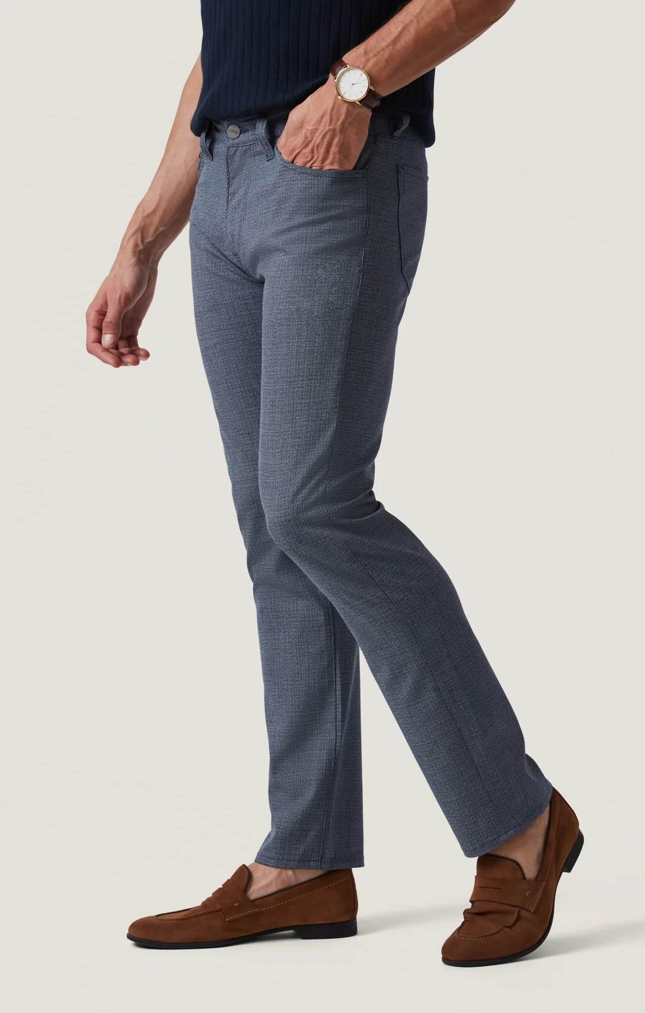 Courage Straight Leg Pants in Navy Fancy - Image 3