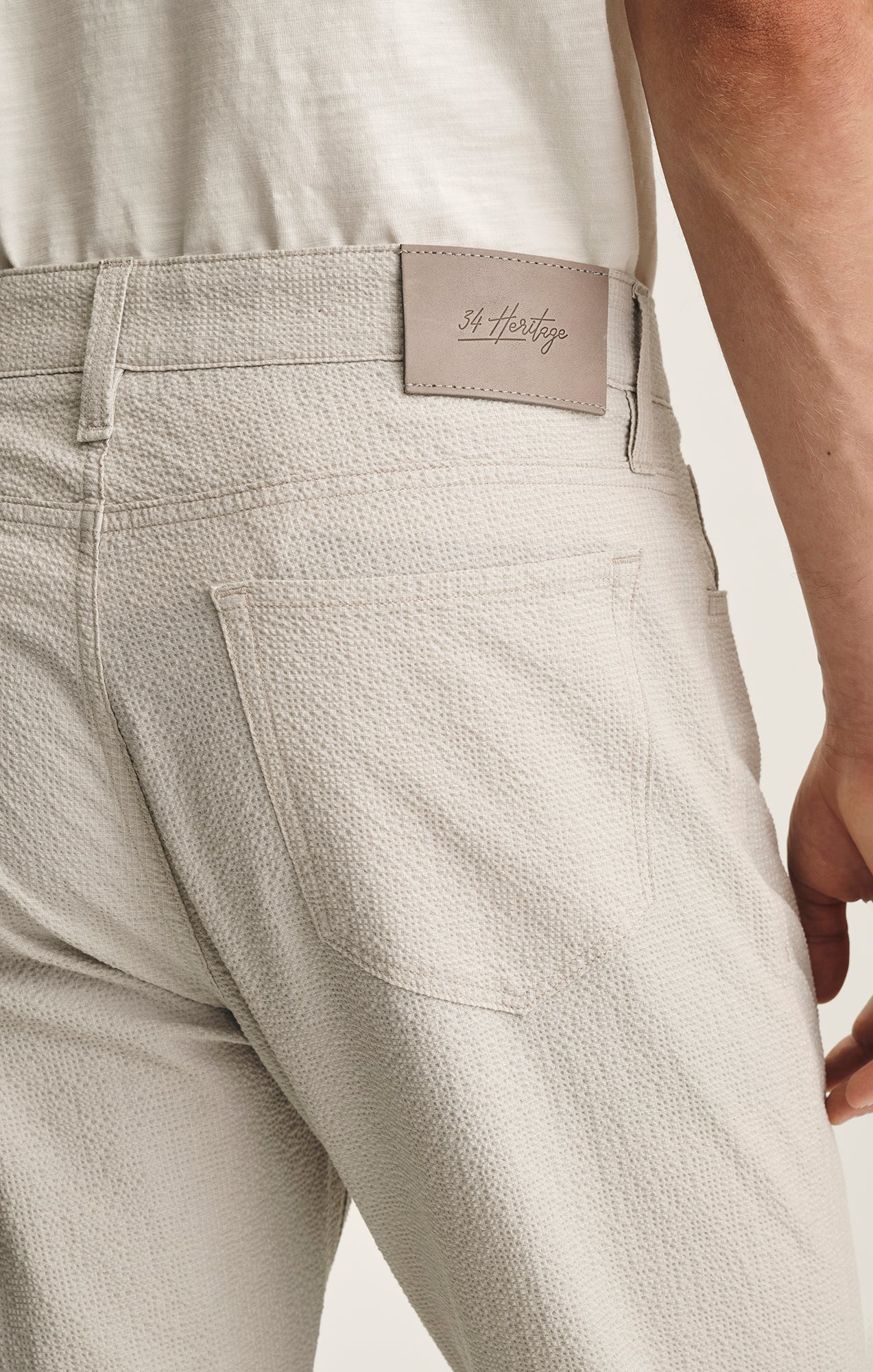 Courage Straight Leg Pants In Stone Seersucker - Image 5
