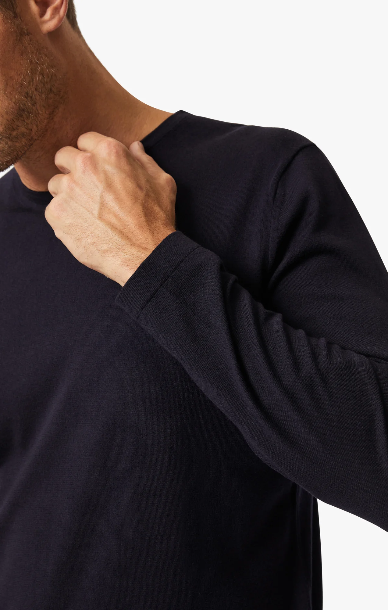 Crew Neck Sweater In Navy - Image 4