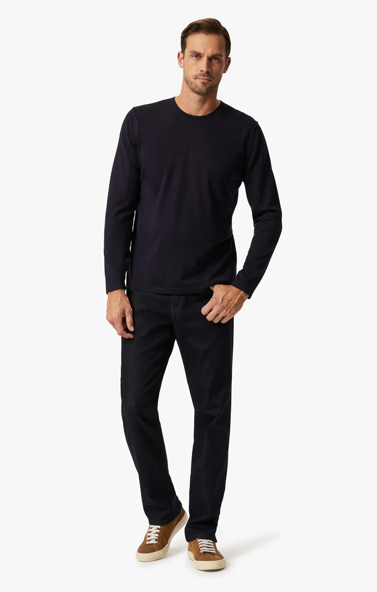 Crew Neck Sweater In Navy - Image 6