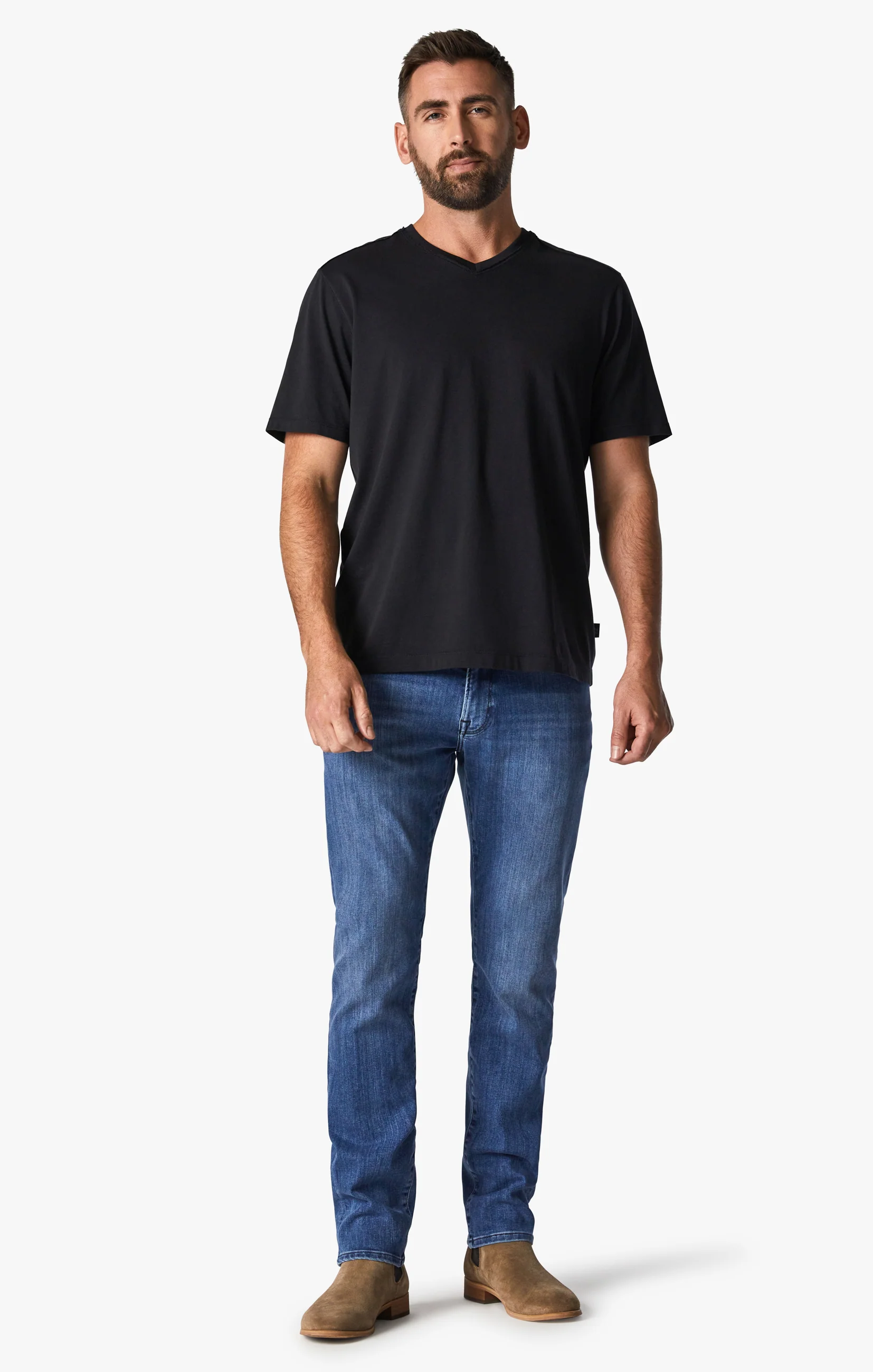 Deconstructed V-Neck T-Shirt in Black - Image 6