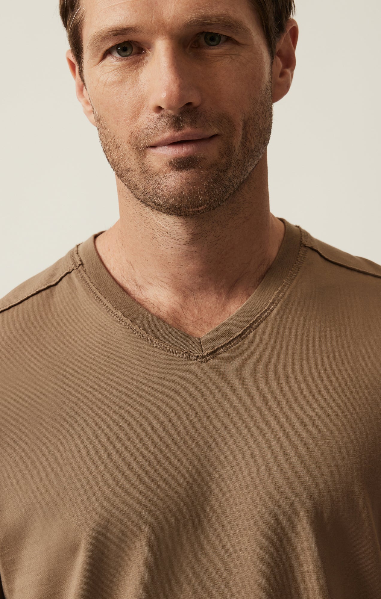 Deconstructed V-Neck T-Shirt In Shitake - Image 5