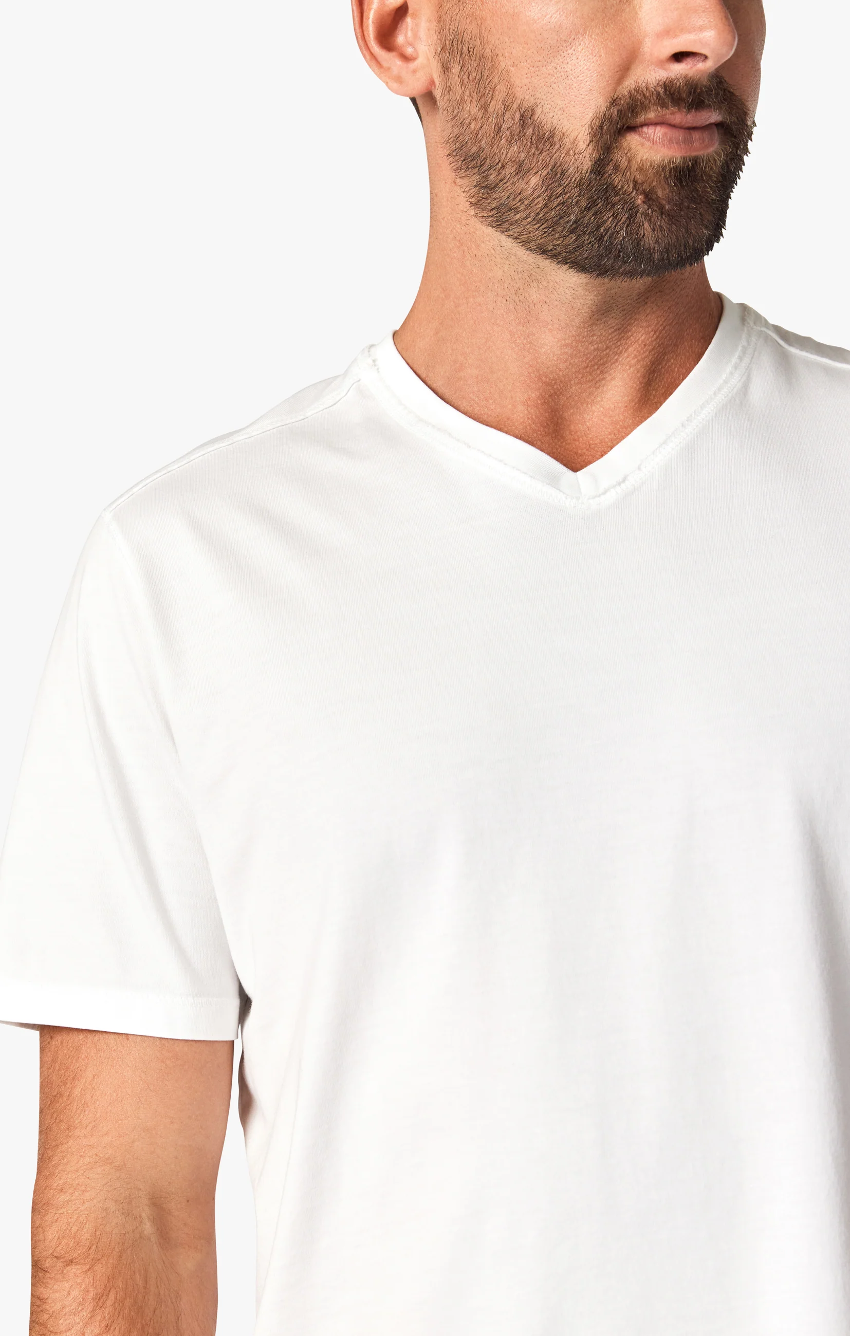 Deconstructed V-Neck T-Shirt in White - Image 3