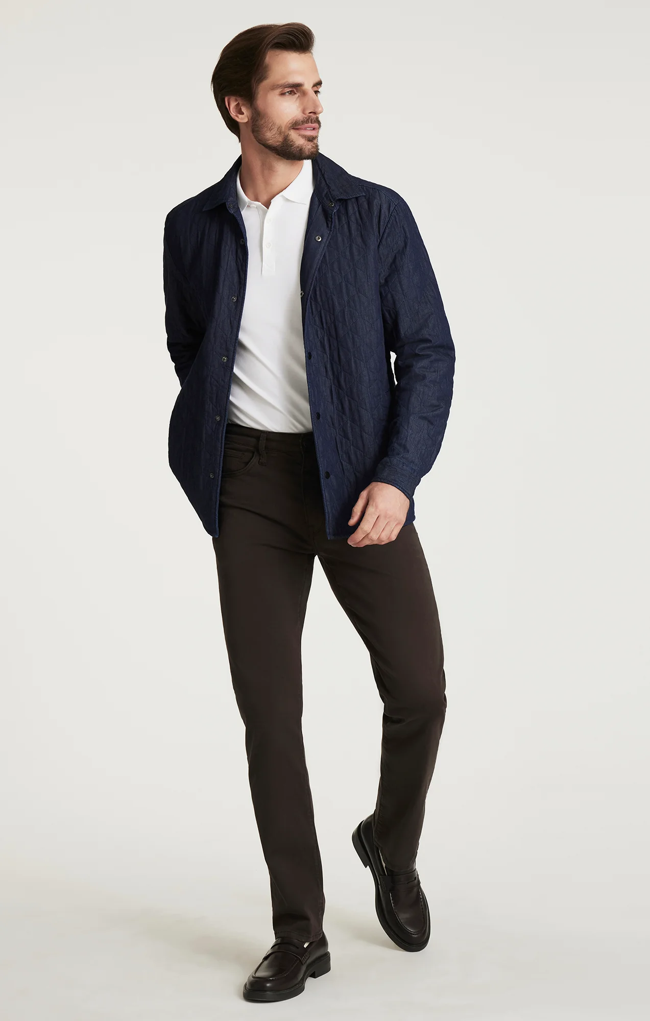 Denim Quilted Overshirt In Rinse - Image 3