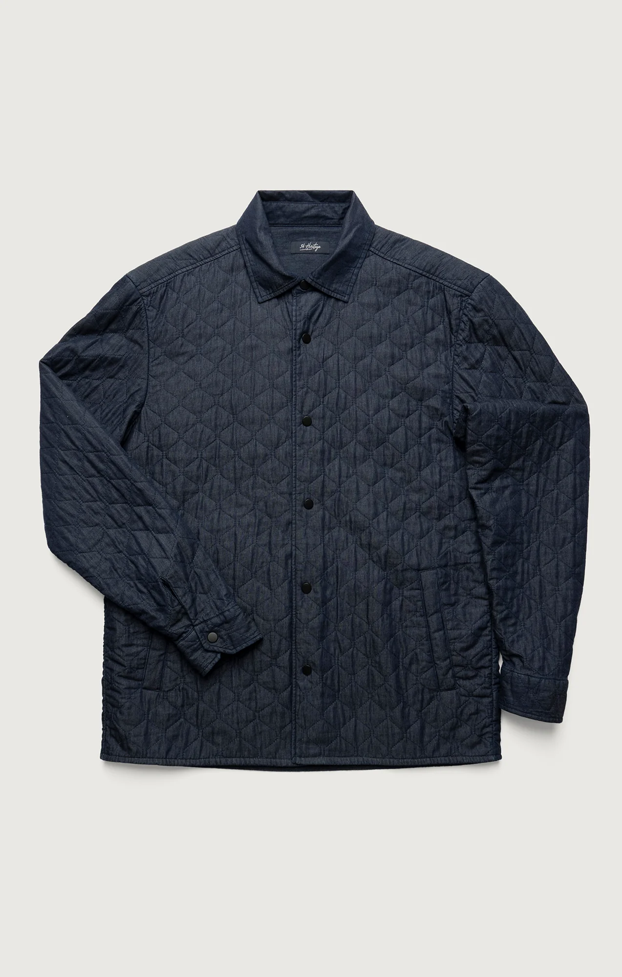 Denim Quilted Overshirt In Rinse - Image 6