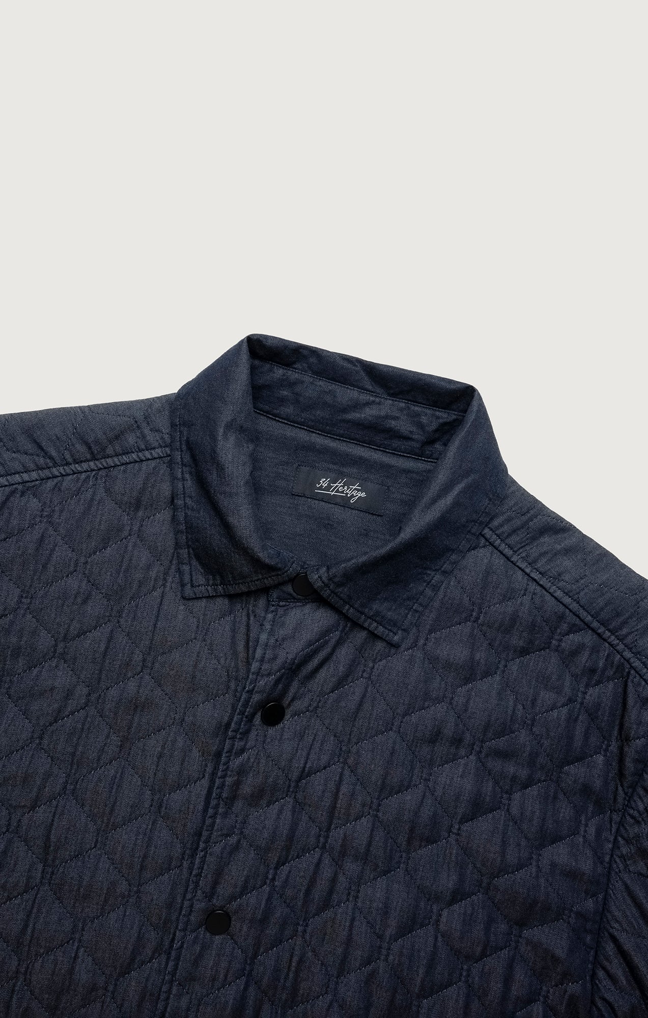 Denim Quilted Overshirt In Rinse - Image 7