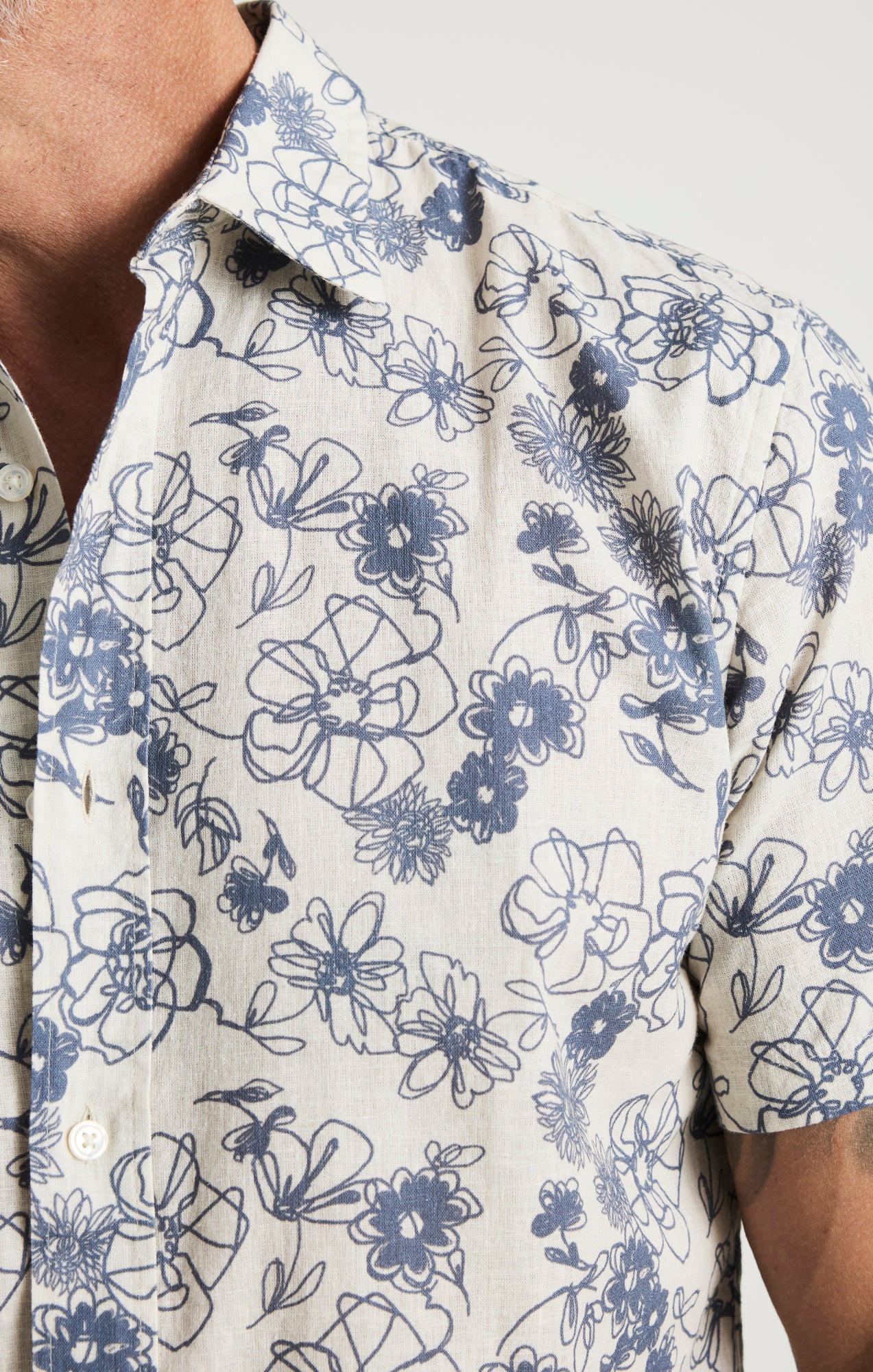 Flower Short Sleeve Shirt In Vintage Indigo - Image 3