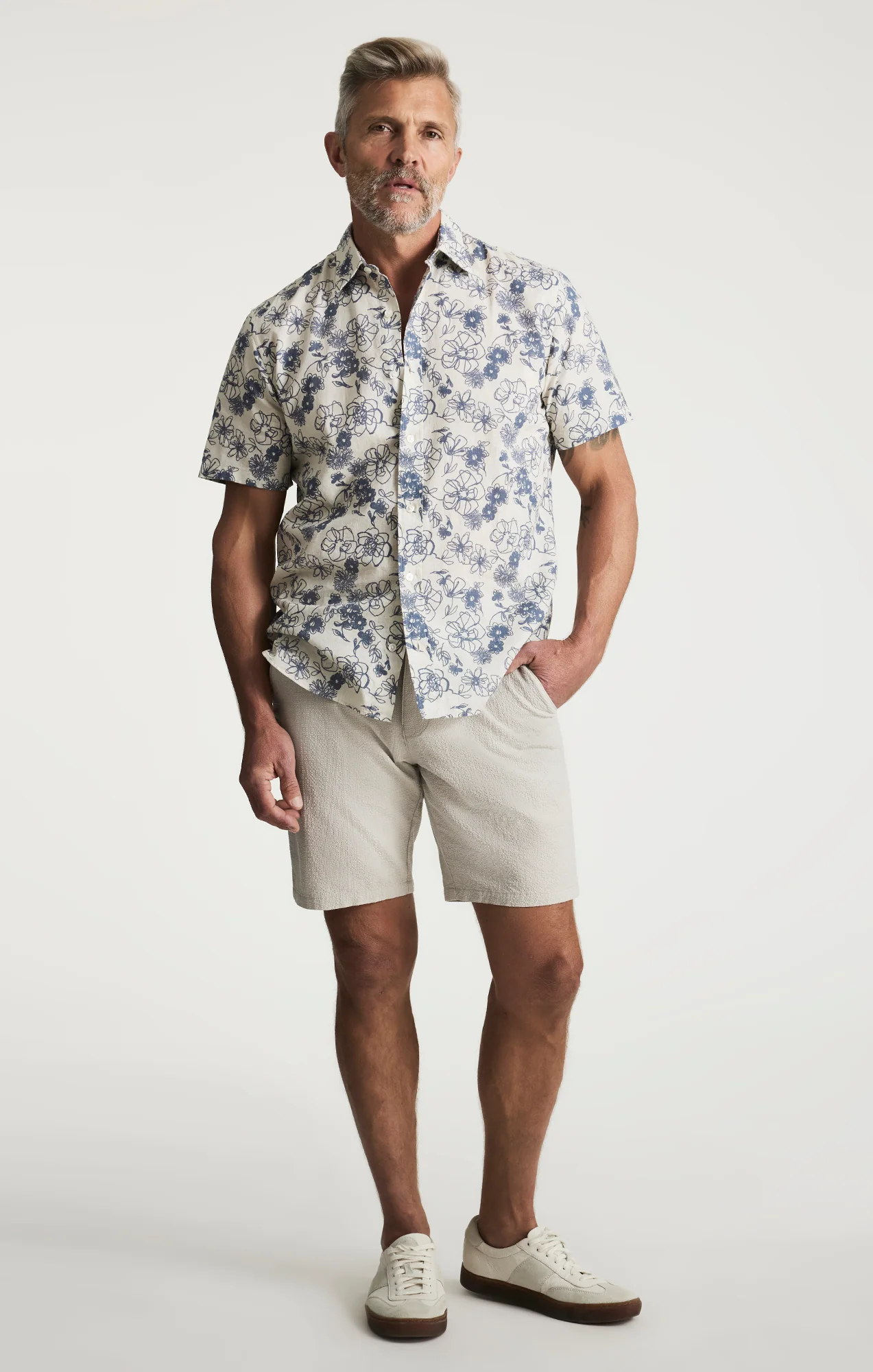 Flower Short Sleeve Shirt In Vintage Indigo - Image 5