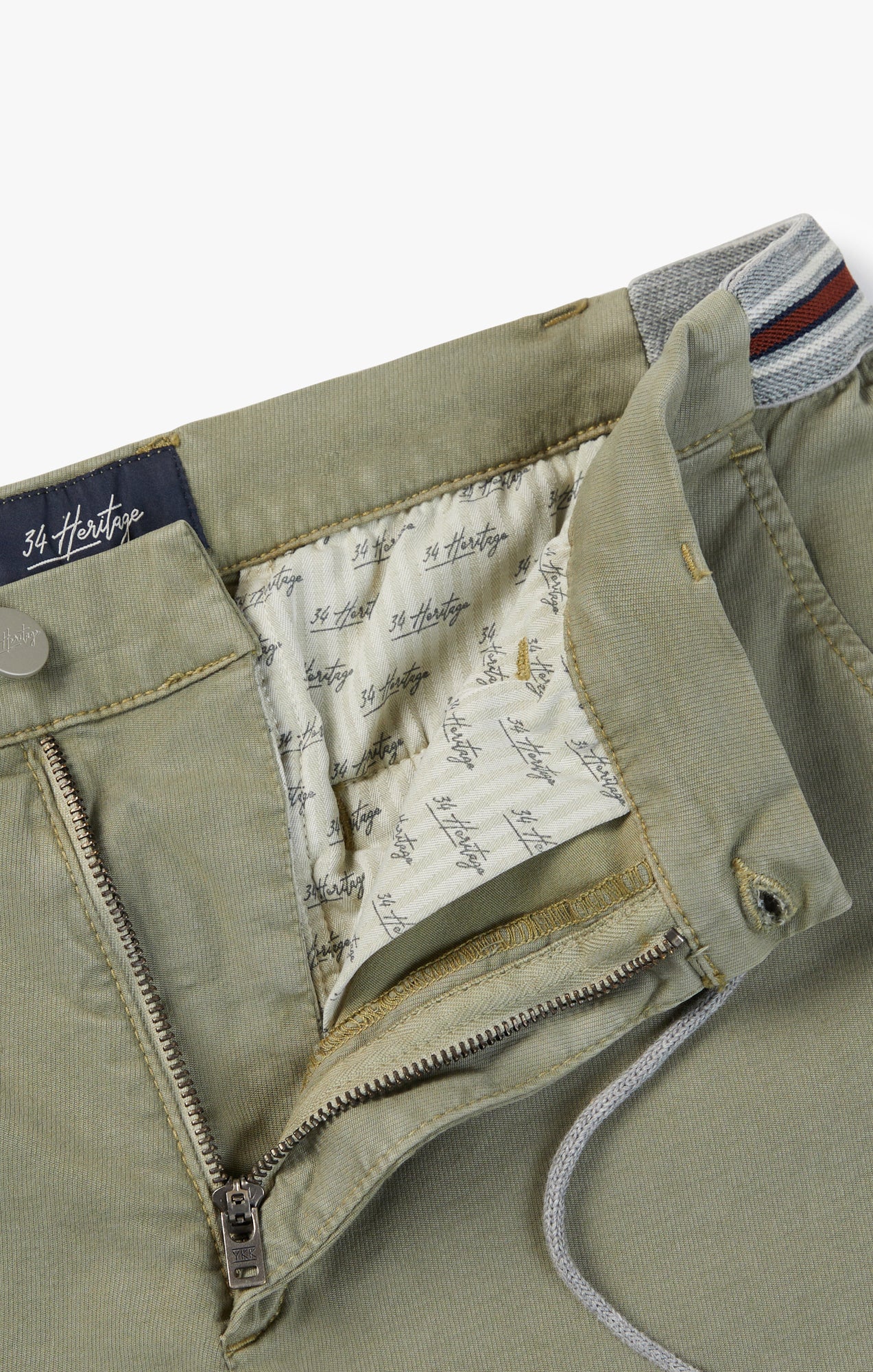 Formia Drawstring Chino Pants In Moss Green Soft Touch - Image 12