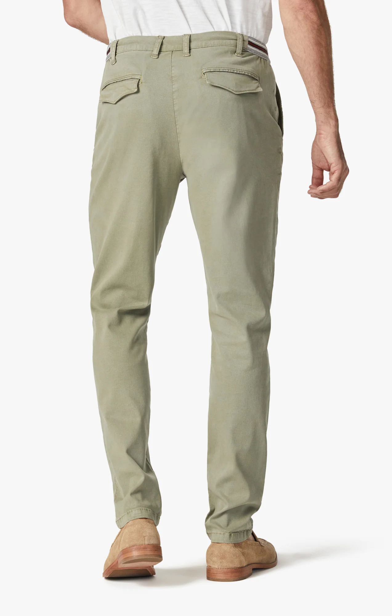 Formia Drawstring Chino Pants In Moss Green Soft Touch - Image 5