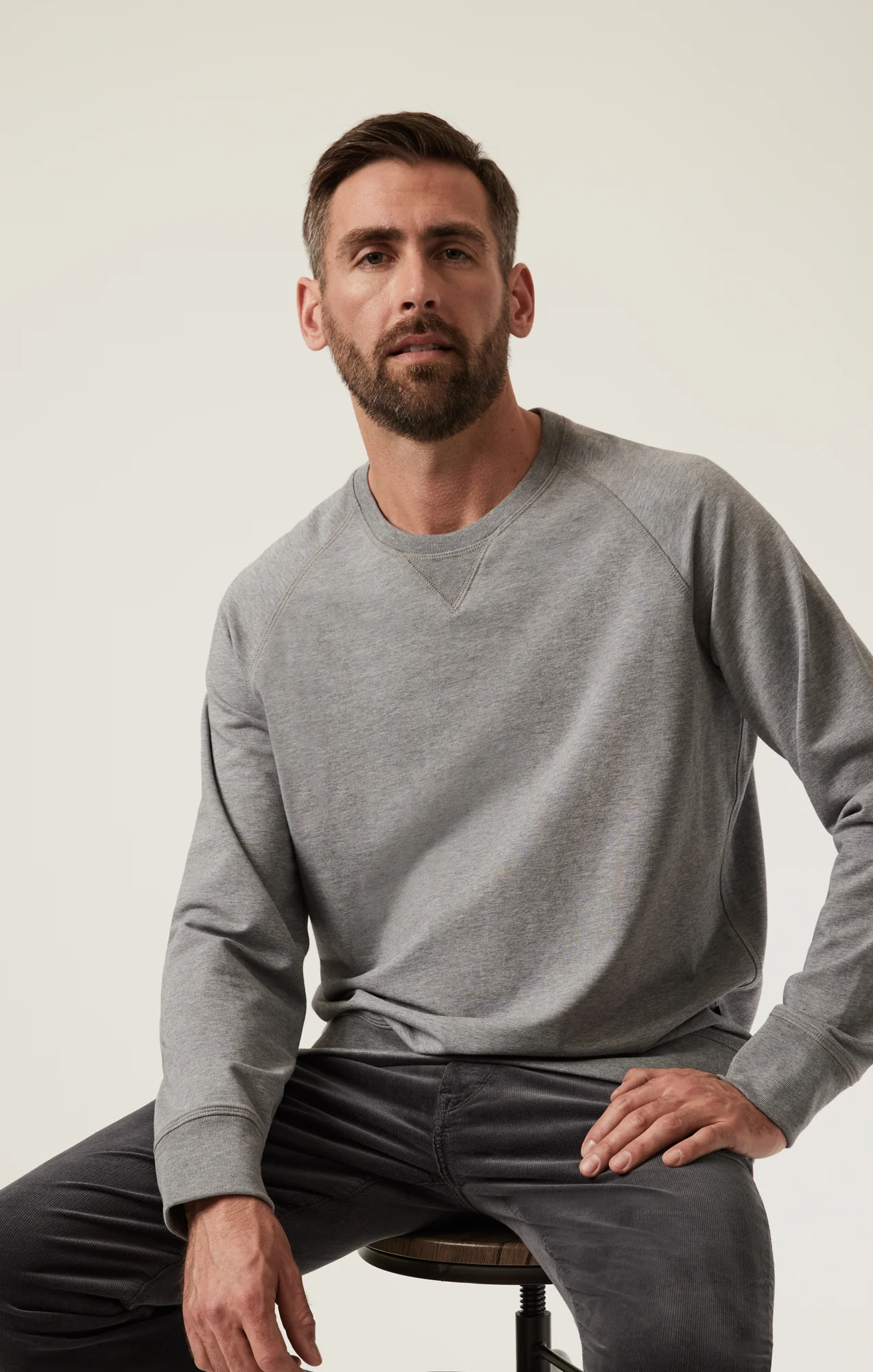 French Terry Crew Sweatshirt In Grey Melange - Image 7