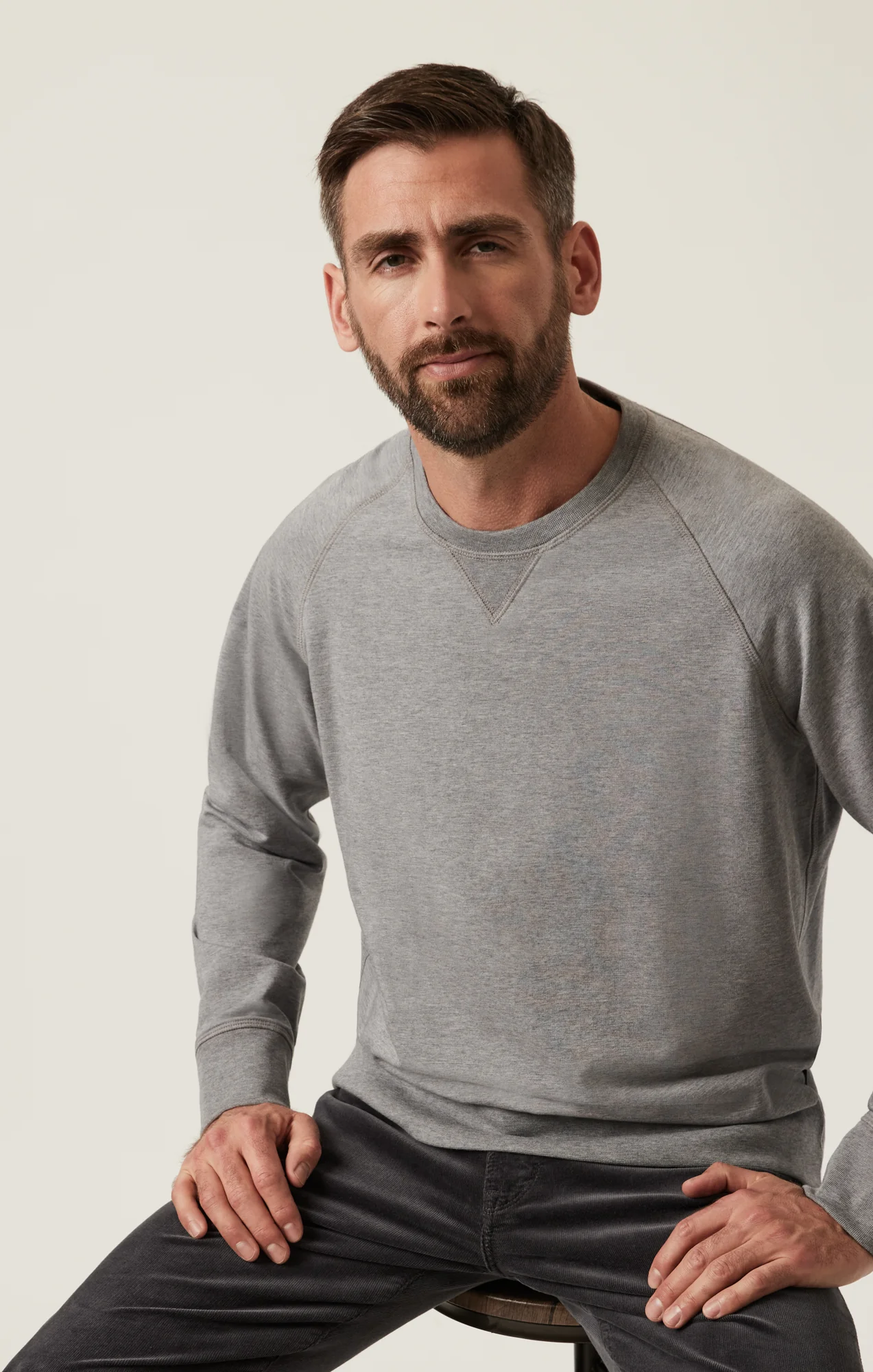 French Terry Crew Sweatshirt In Grey Melange - Image 8