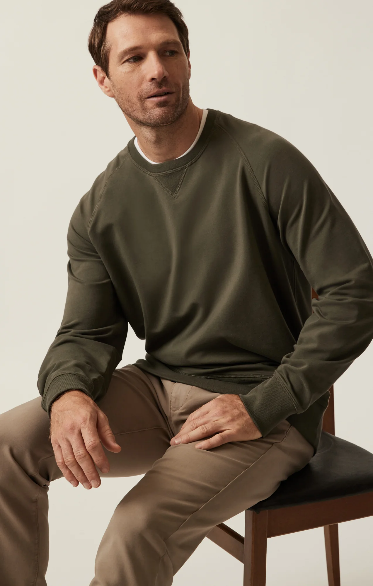 French Terry Crew Sweatshirt In Pimento Olive - Image 8
