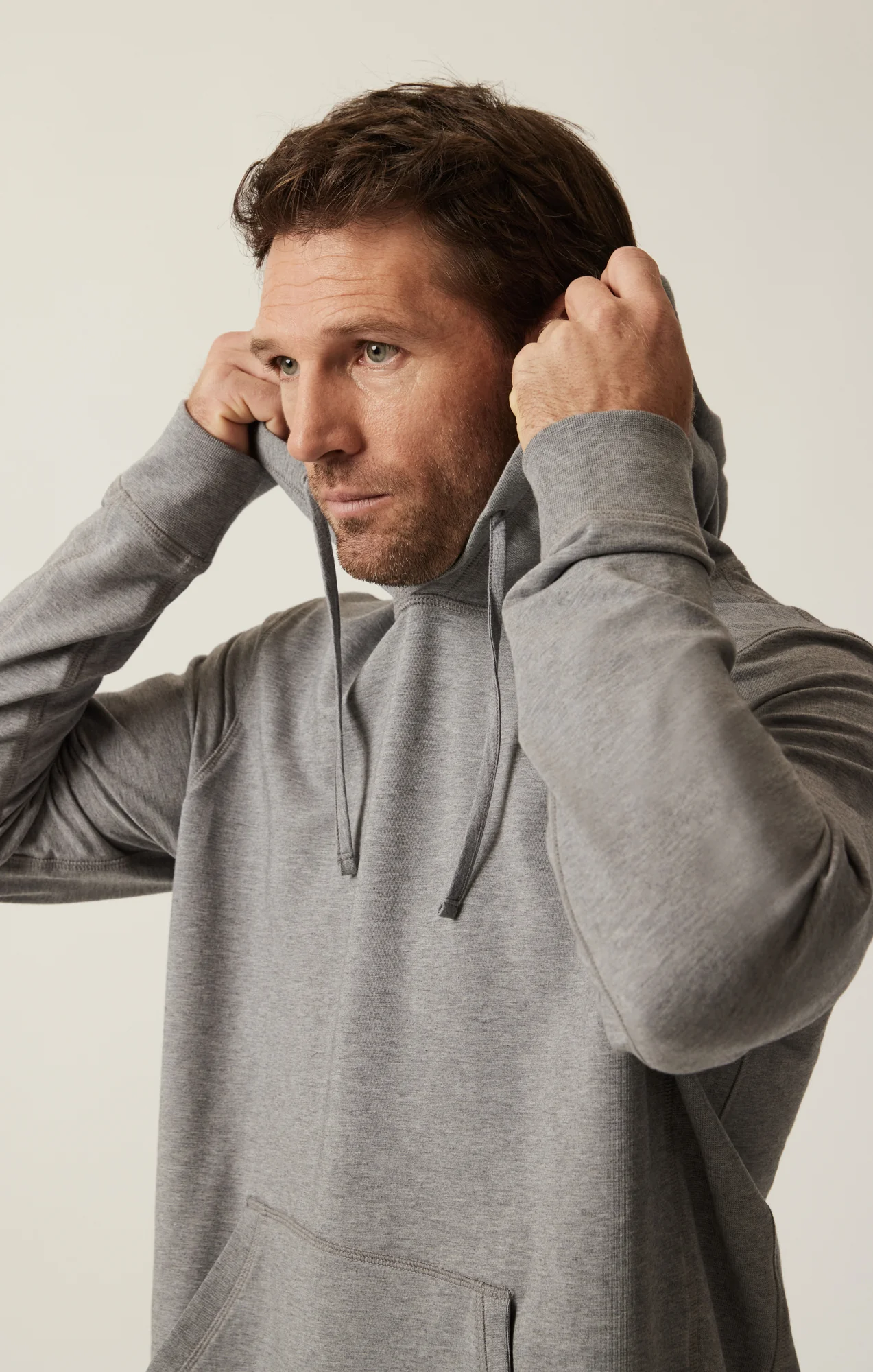 French Terry Hoodie In Grey Melange - Image 5