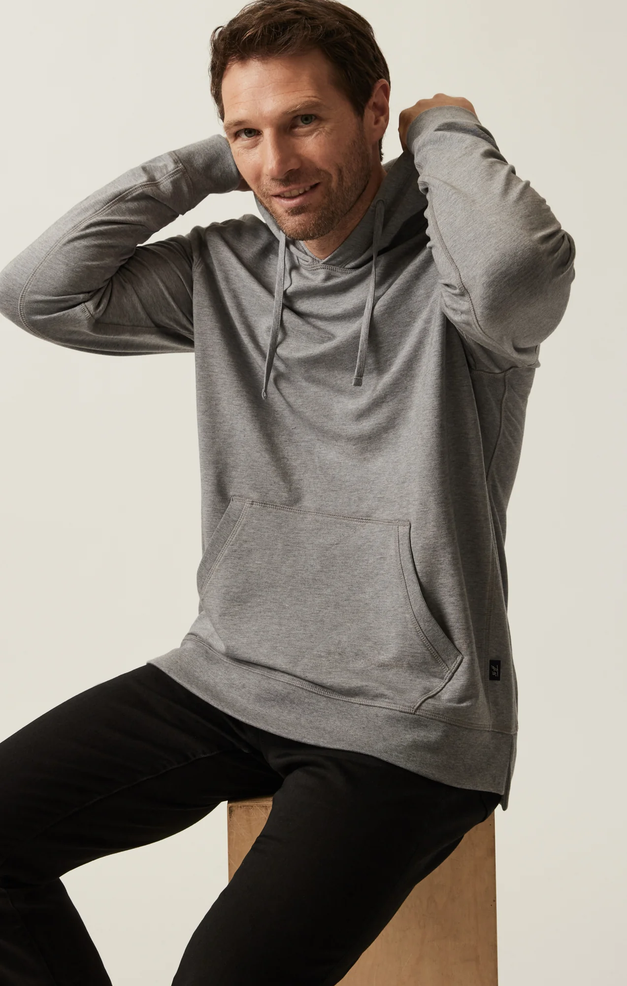 French Terry Hoodie In Grey Melange - Image 8