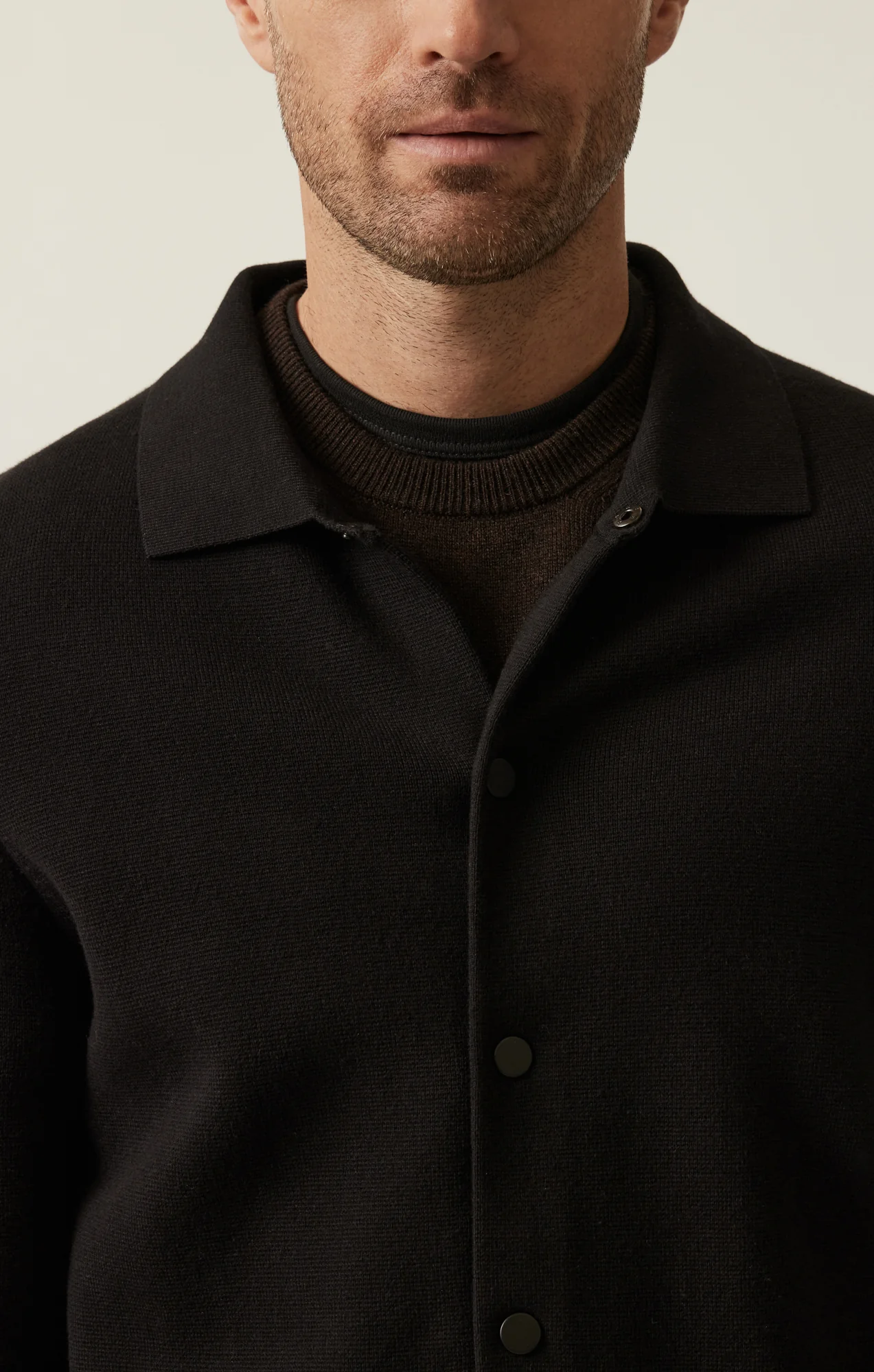 Full Button Cardigan In Black - Image 3