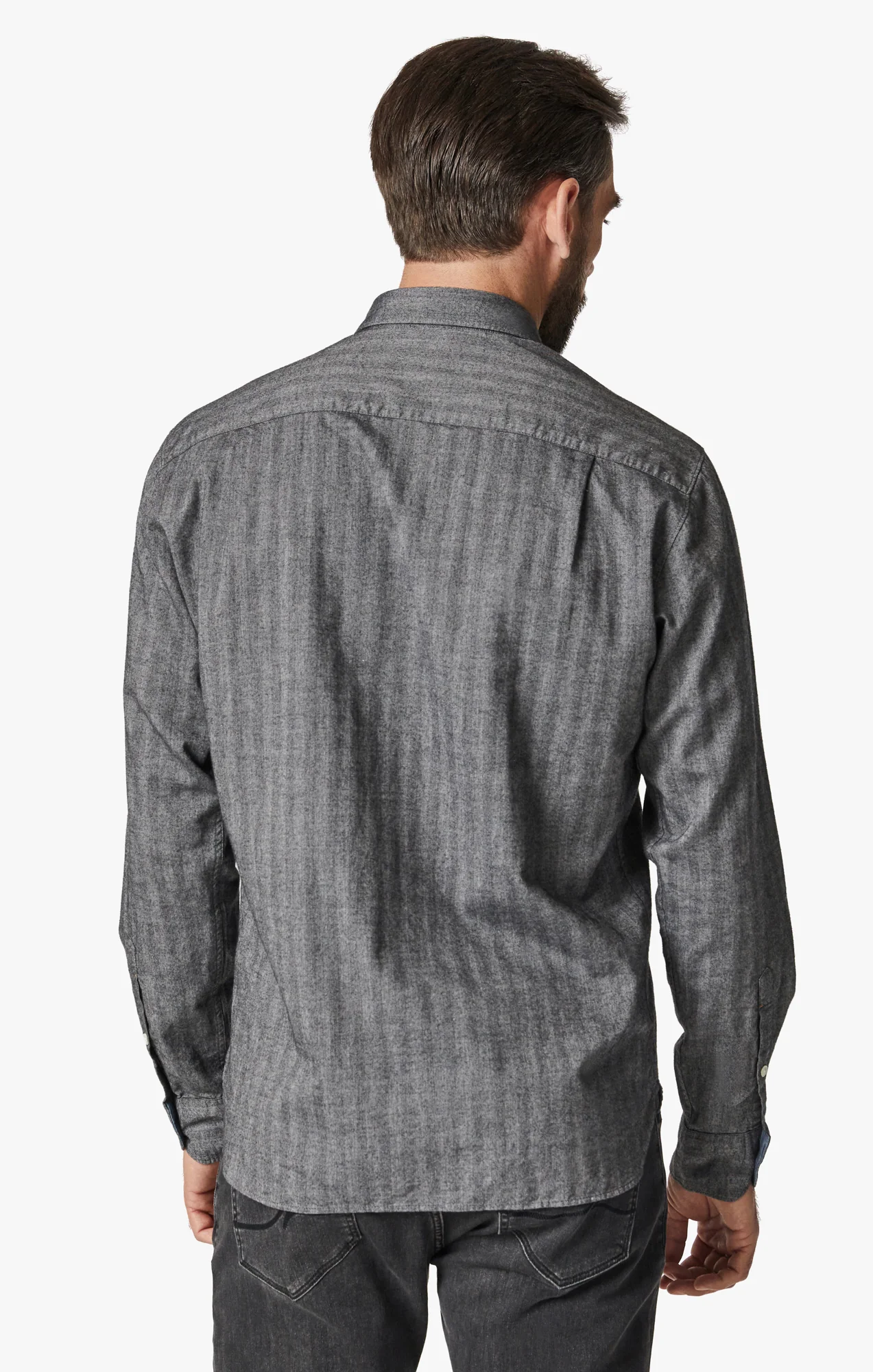 Herringbone Shirt In Anthracite Melange - Image 3
