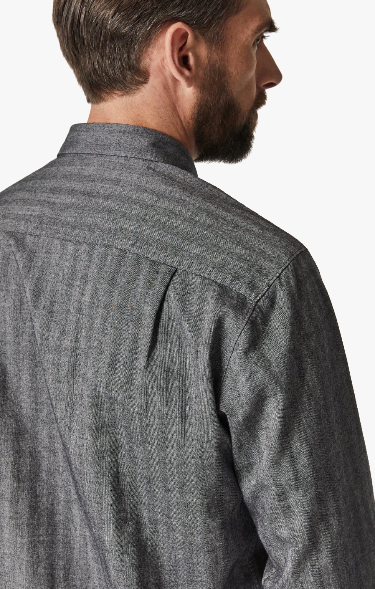 Herringbone Shirt In Anthracite Melange - Image 6
