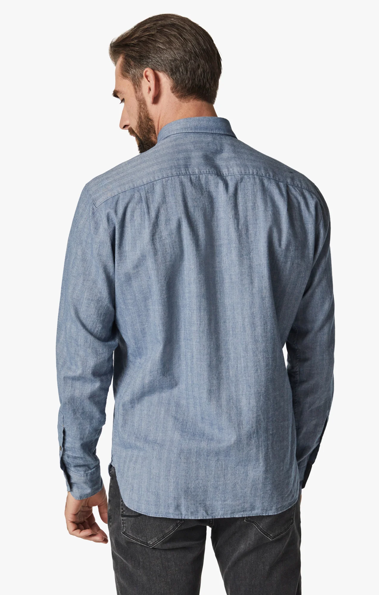 Herringbone Shirt In Blue - Image 3