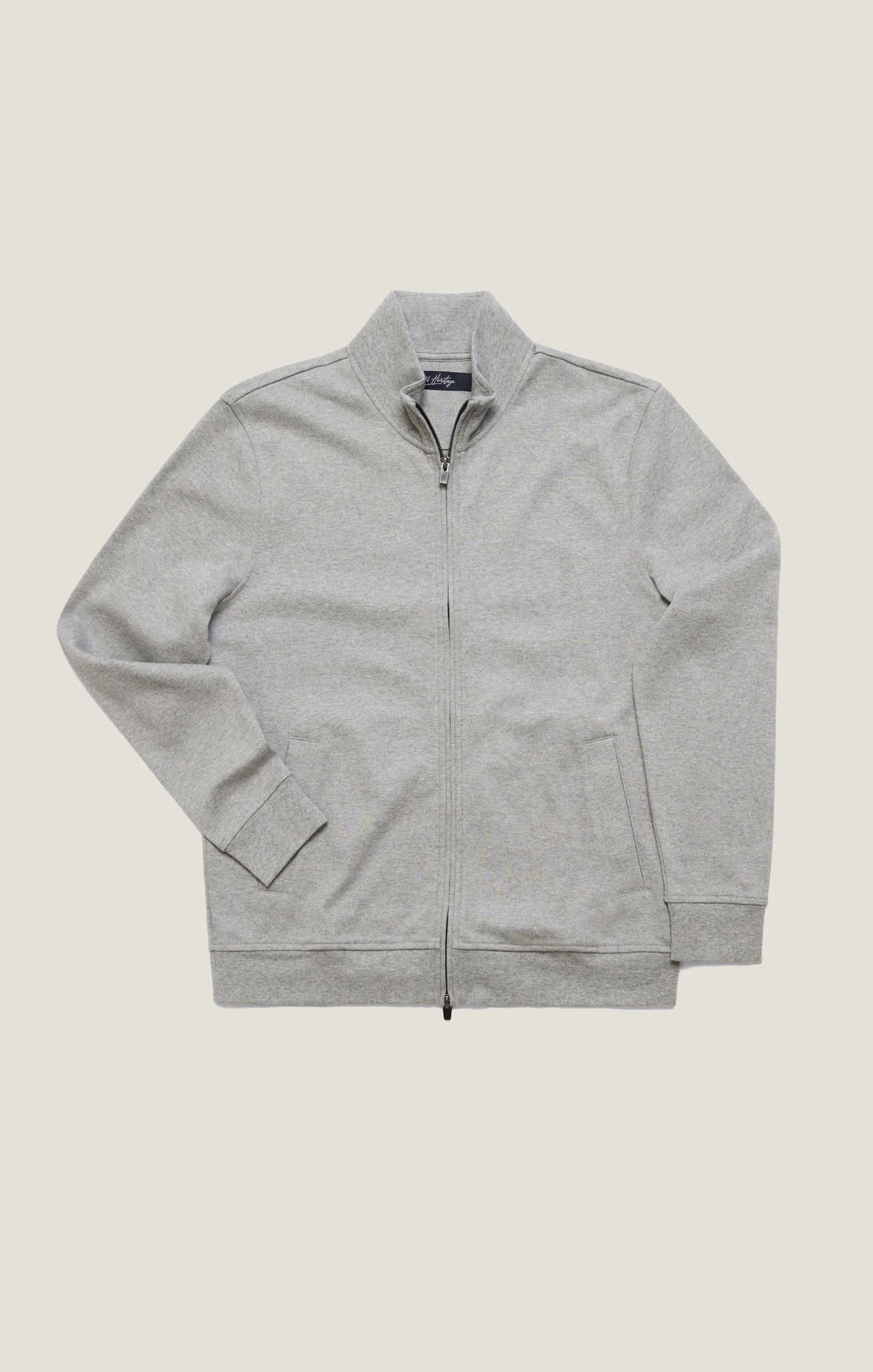 High Neck Zip-Up Sweatshirt In Grey Melange - Image 10