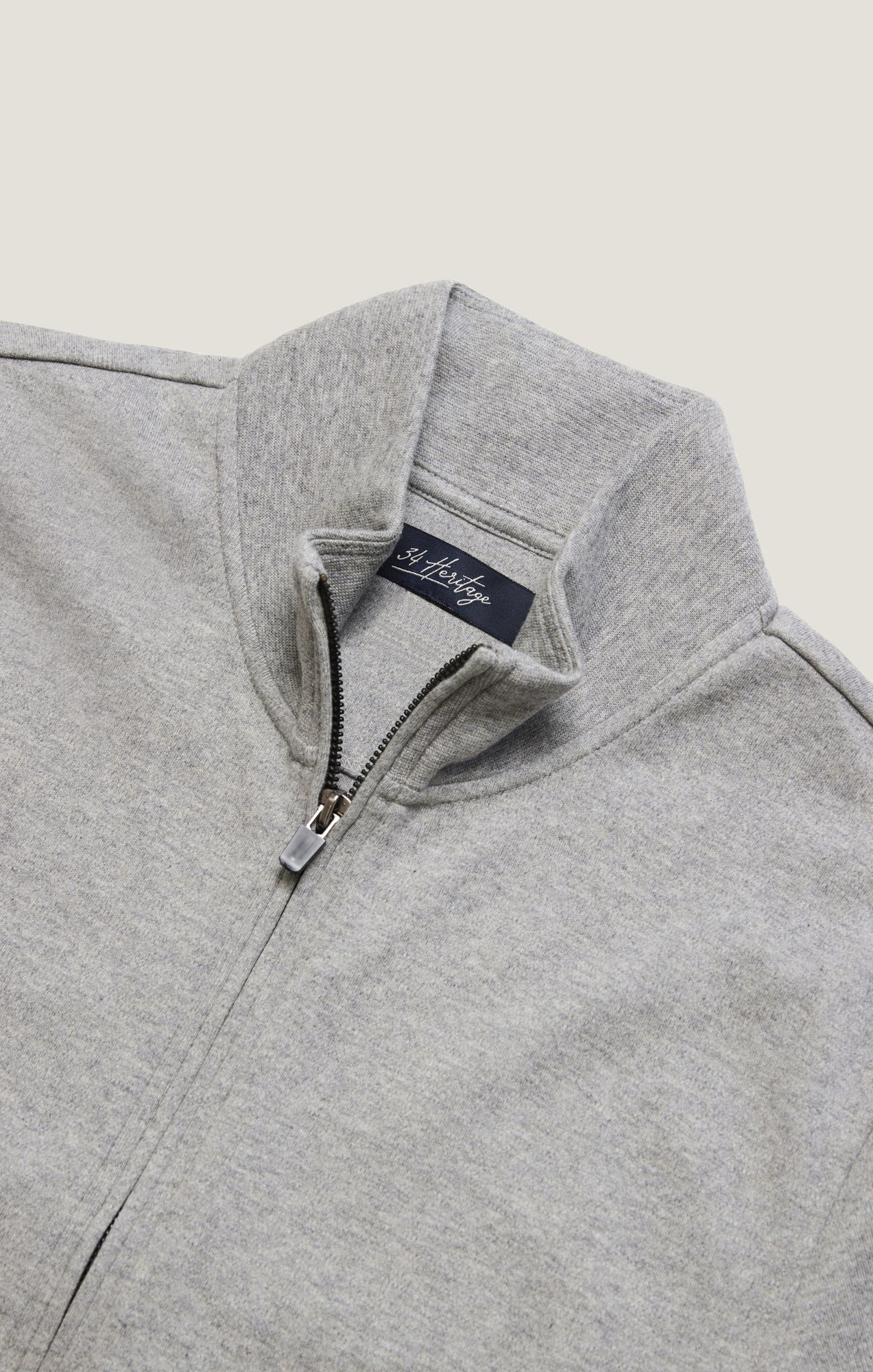 High Neck Zip-Up Sweatshirt In Grey Melange - Image 11