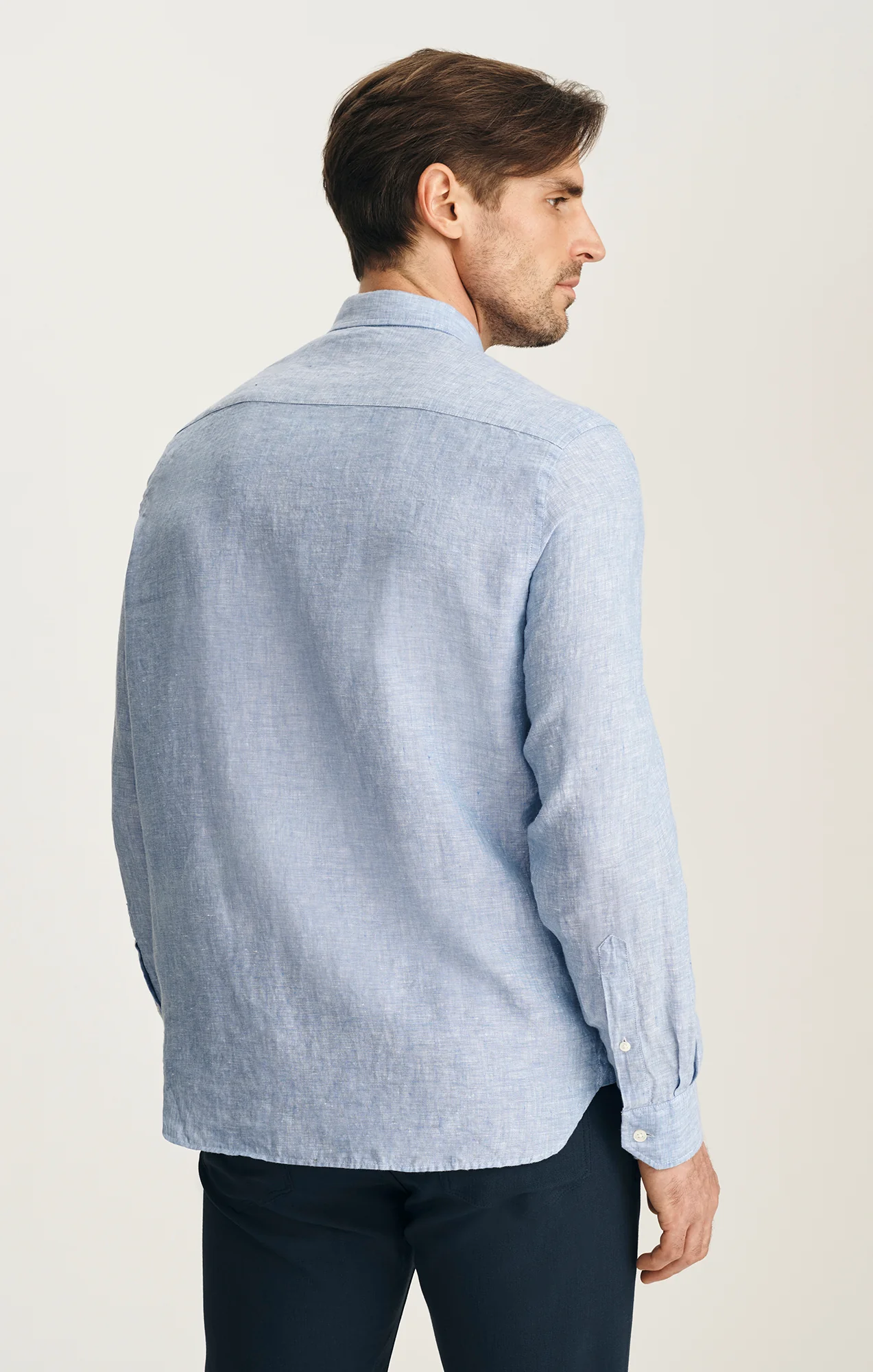 Linen Shirt In Light Blue - Image 3