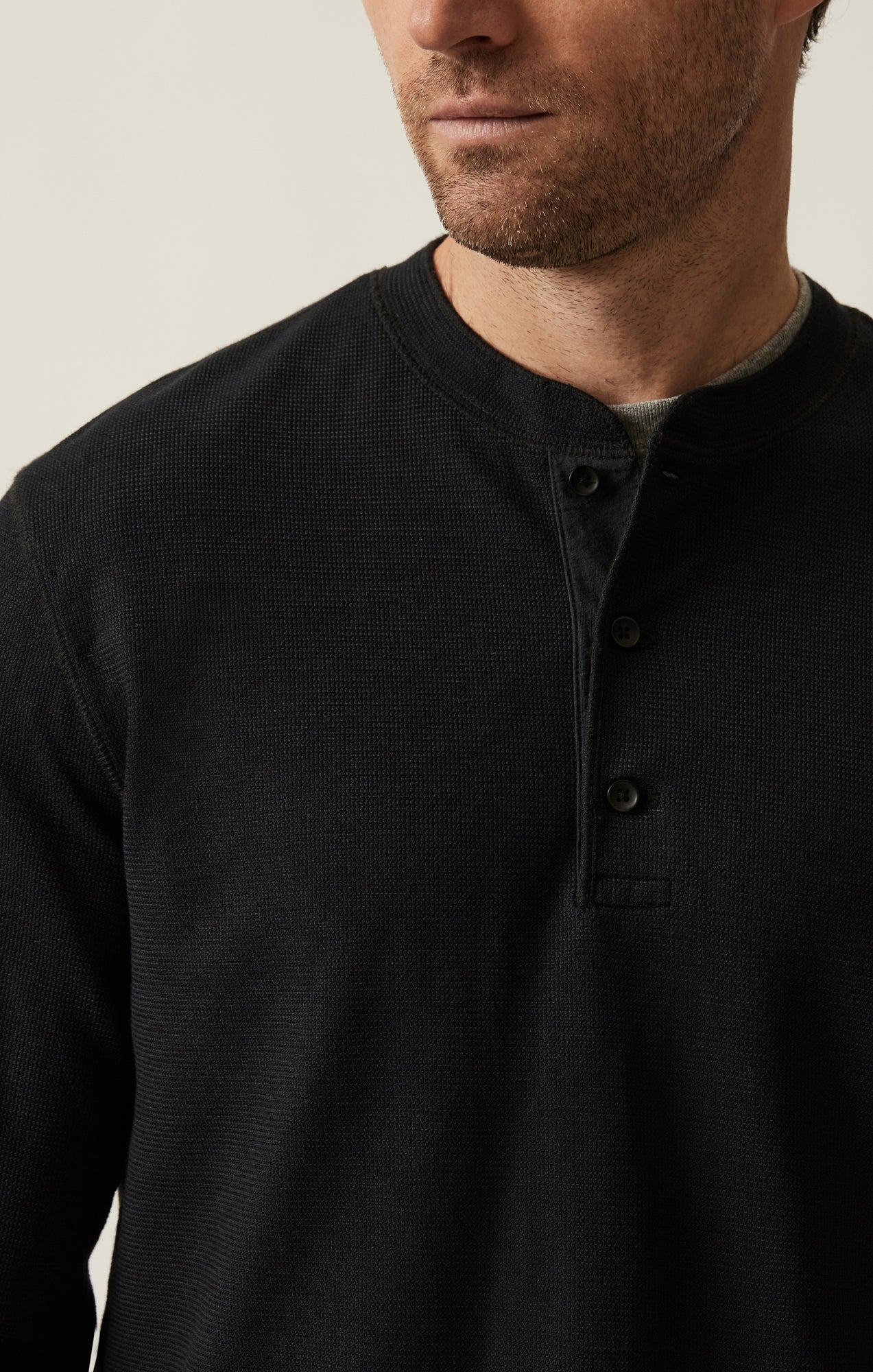 Long Sleeve Henley In Black - Image 6