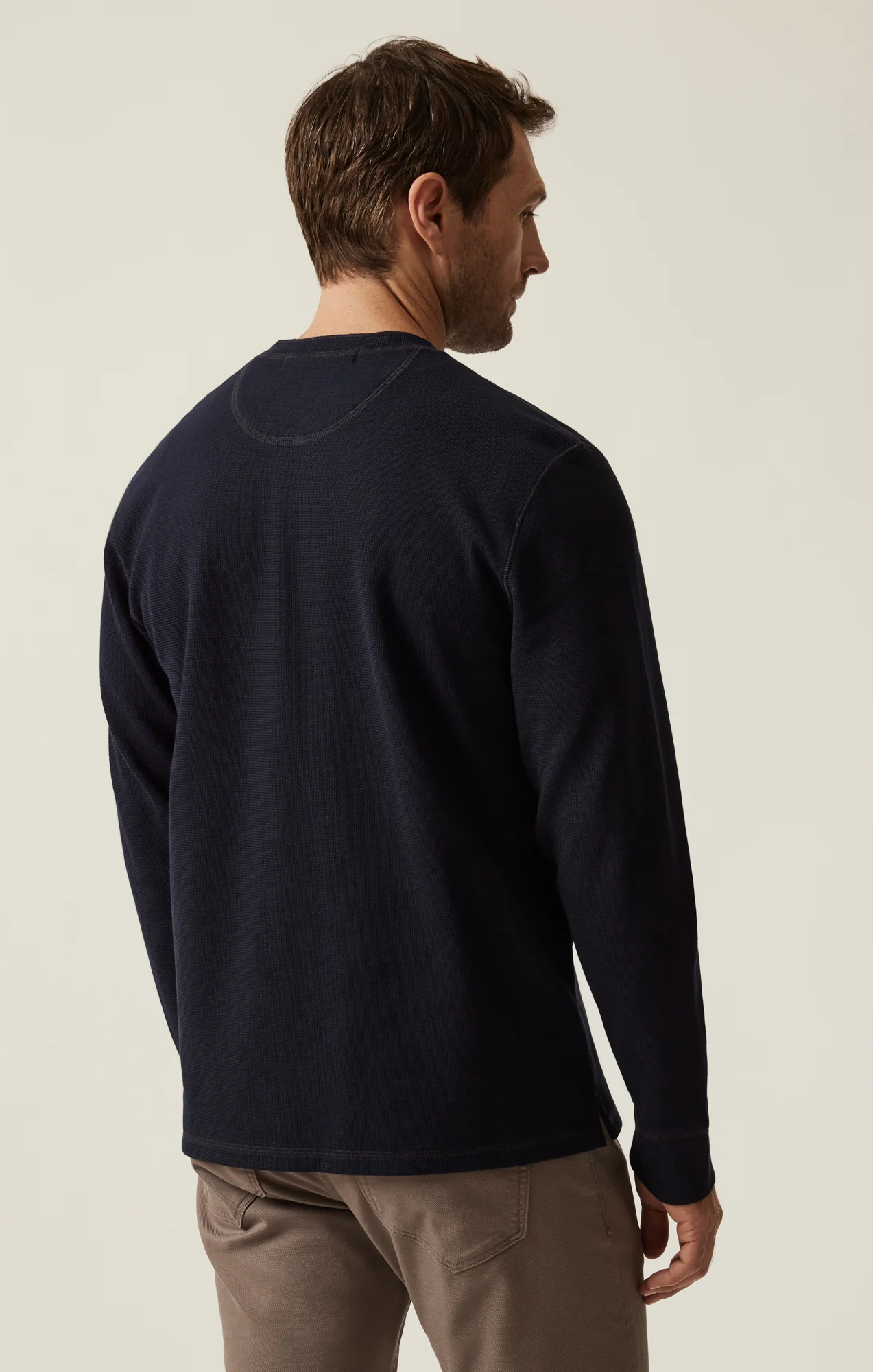 Long Sleeve Henley In Navy - Image 4