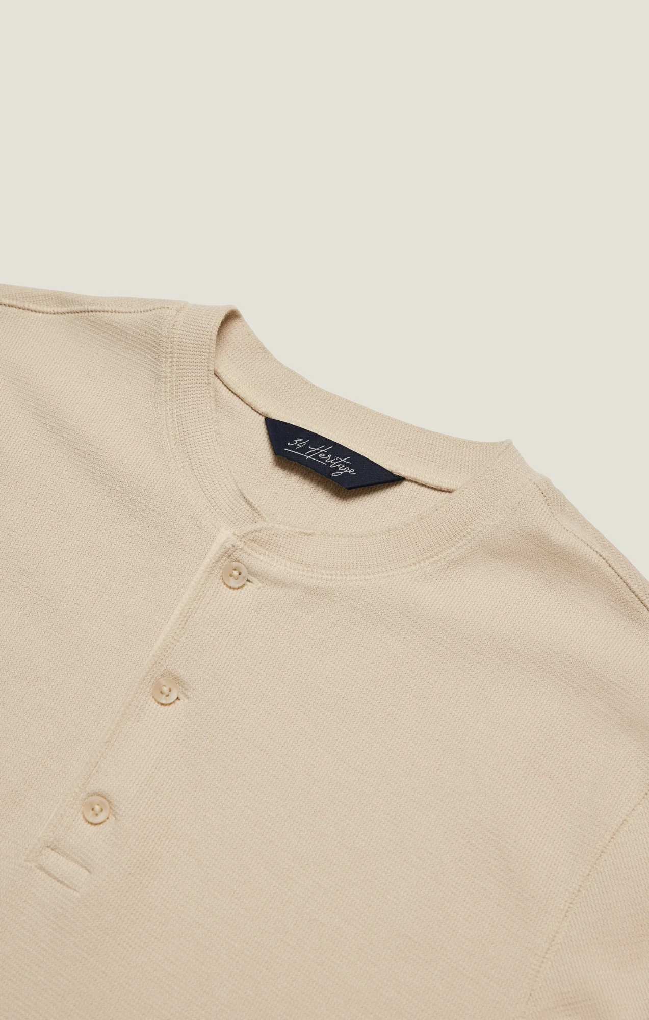 Long Sleeve Henley In Oatmeal - Image 9