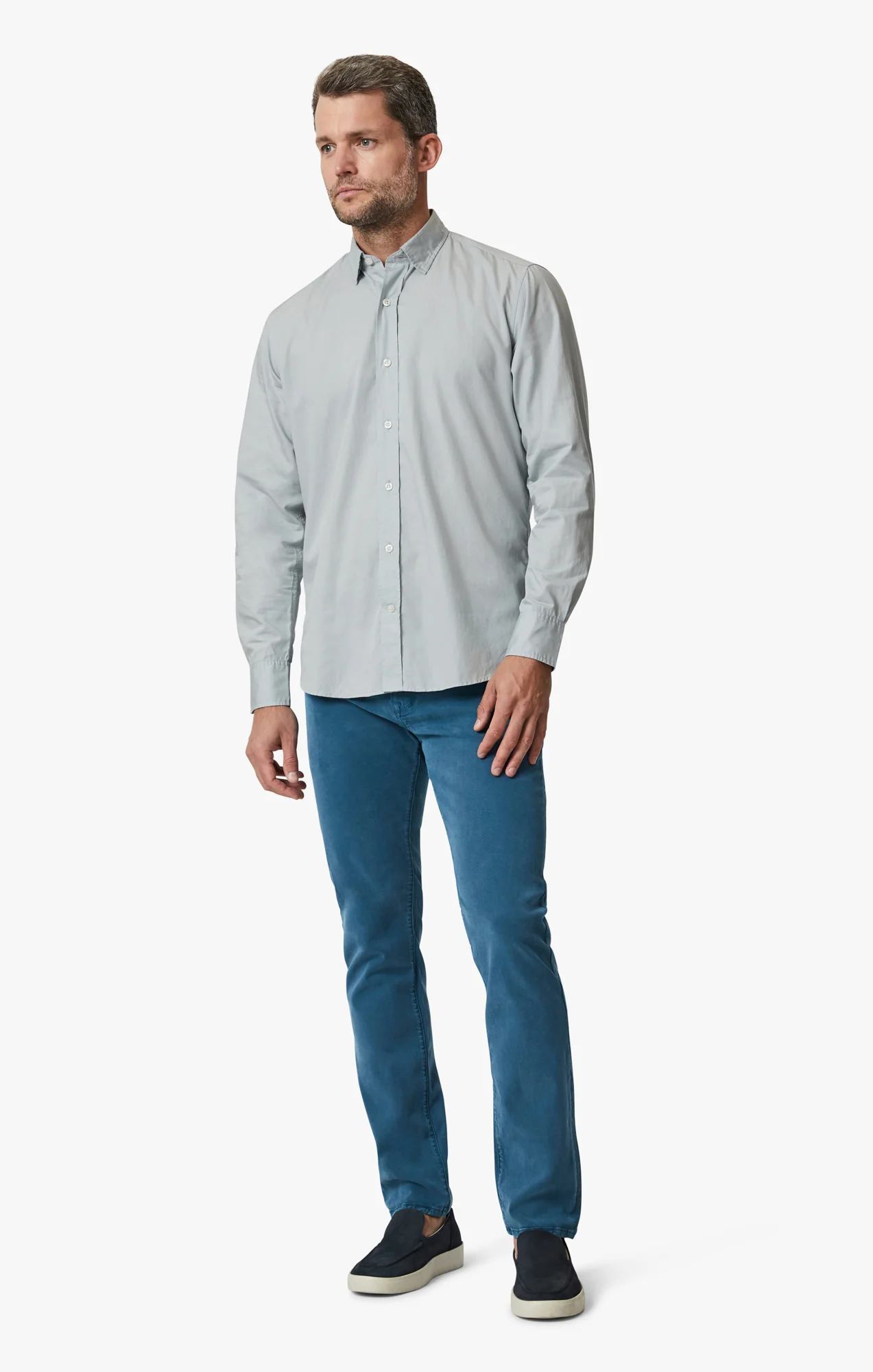 Luxe Twill Shirt In Pearl Blue - Image 3