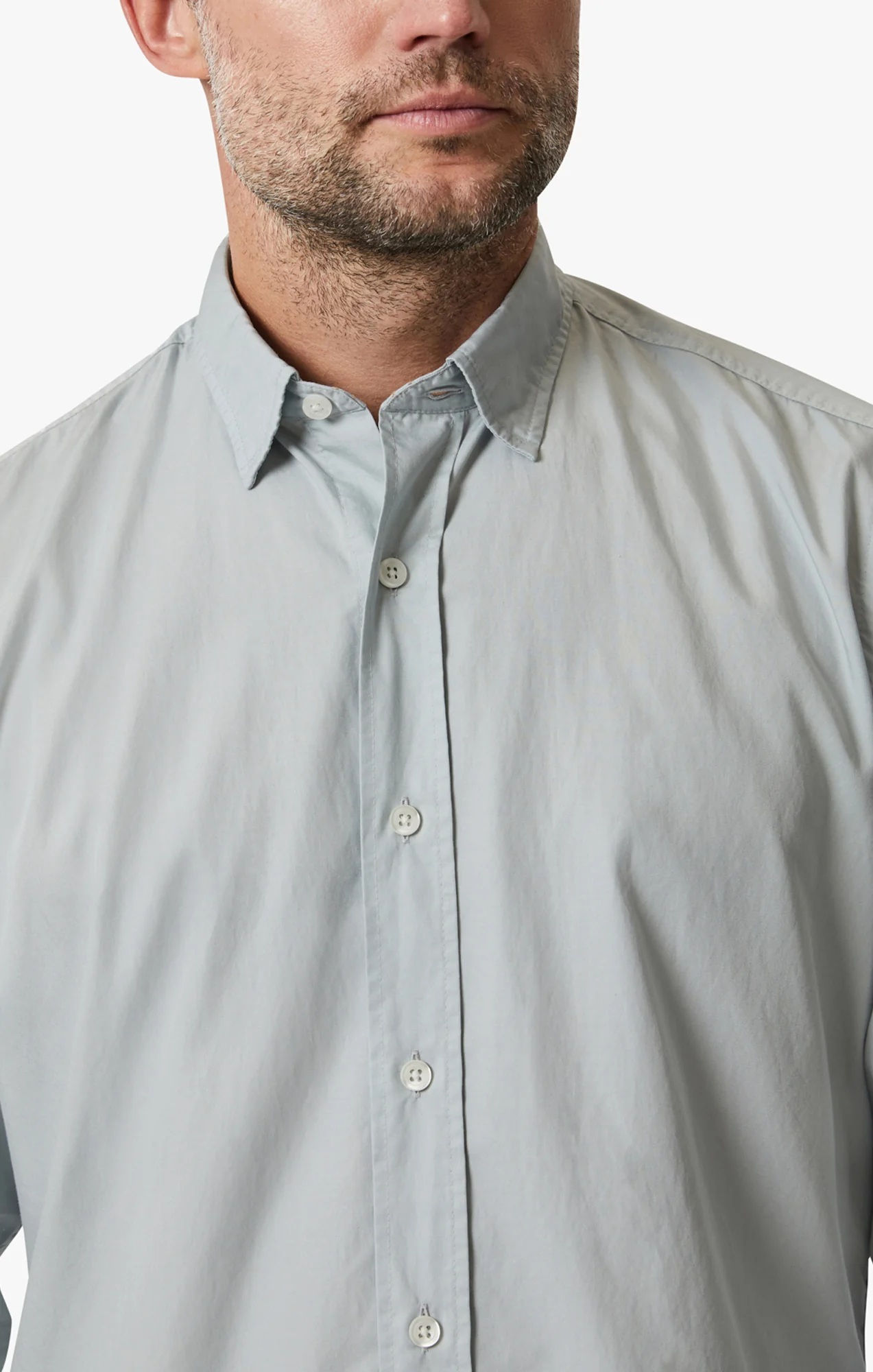 Luxe Twill Shirt In Pearl Blue - Image 5