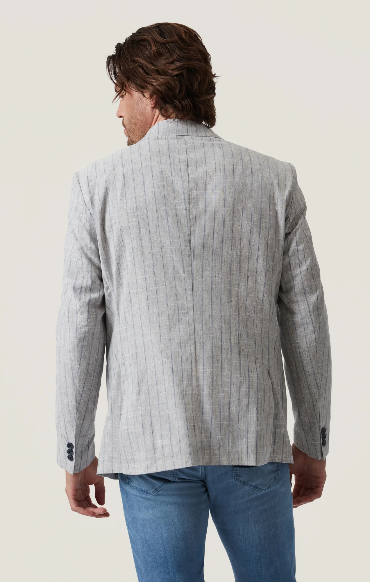 Matteo Checked Blazer in Grey Melange - Image 3