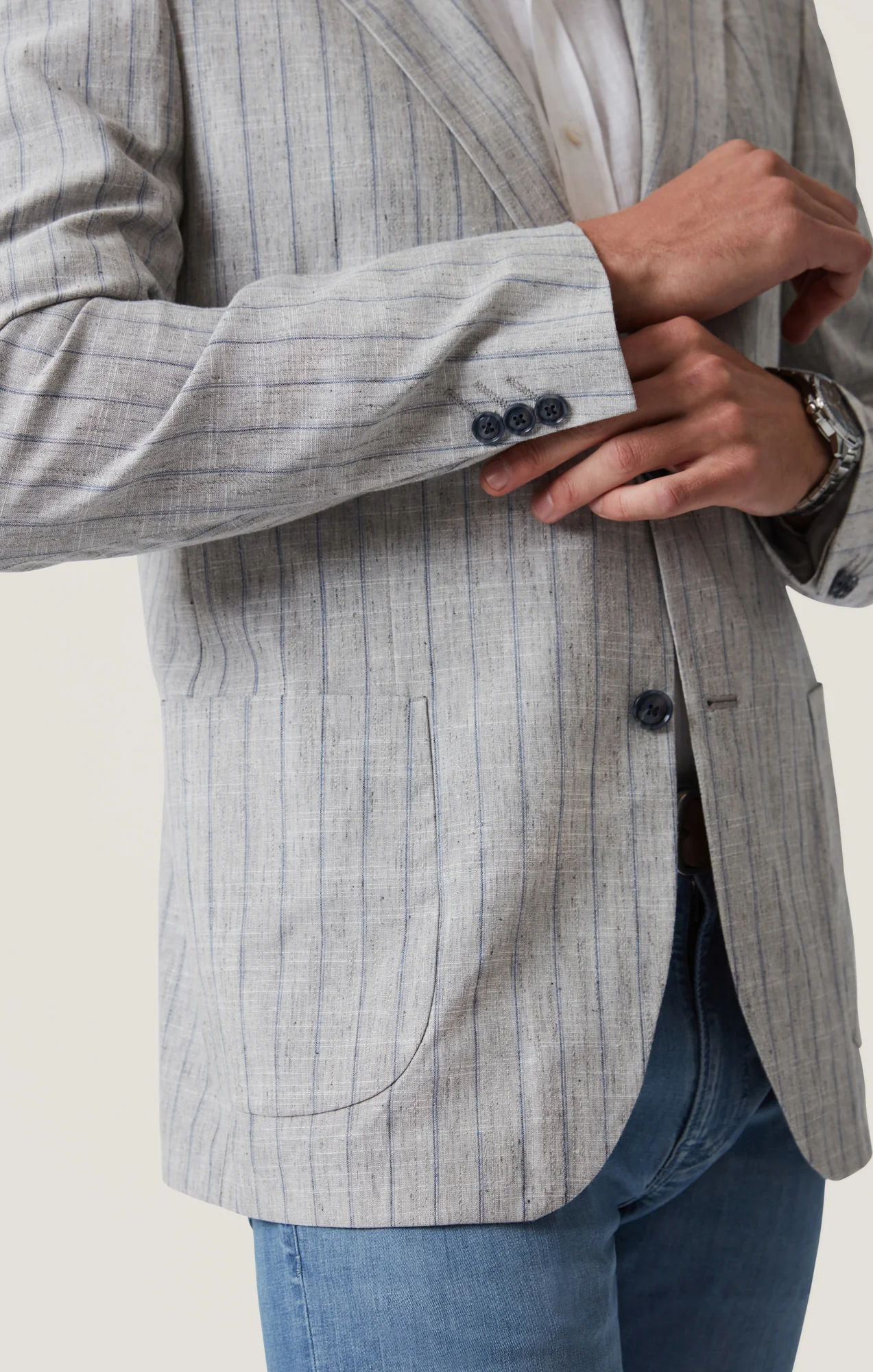 Matteo Checked Blazer in Grey Melange - Image 7