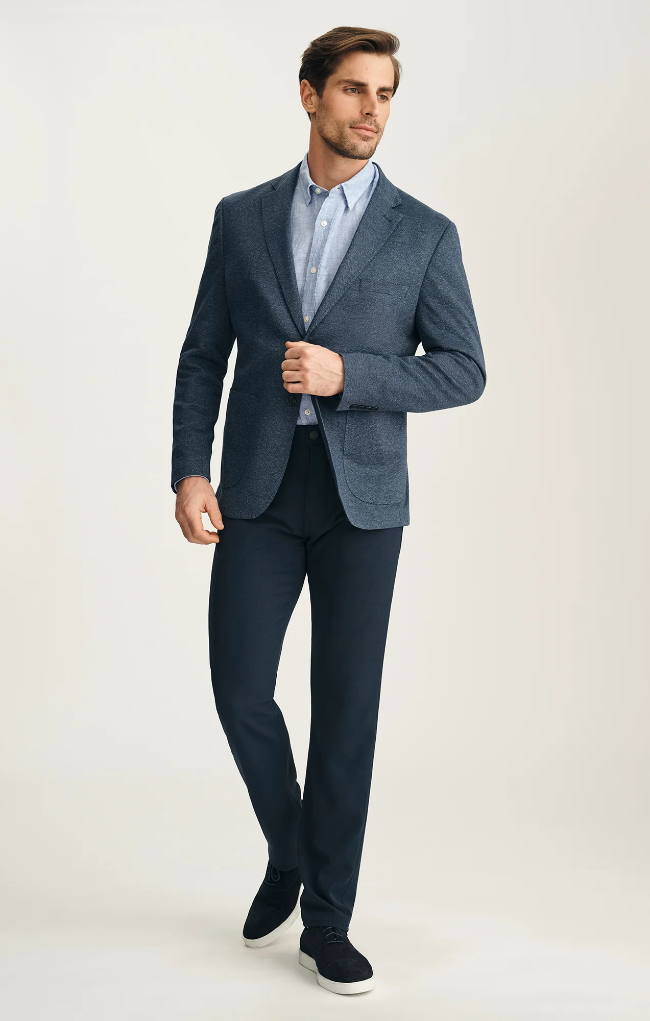Matteo Melange Blazer In Navy - Image 5