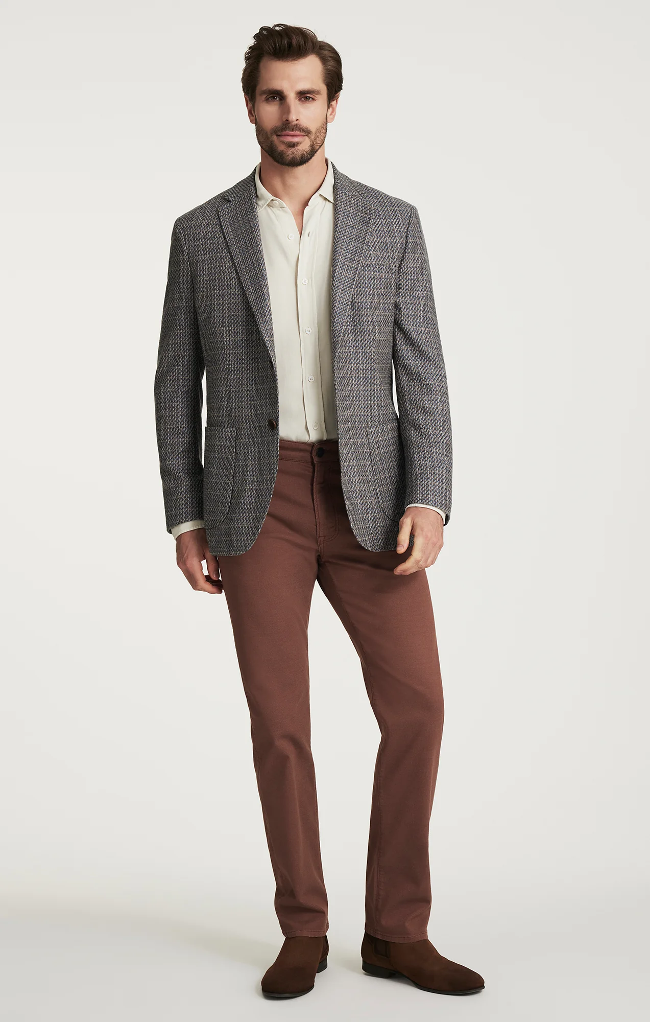 Matteo Mini Checked Blazer in Dark Blue - Image 3