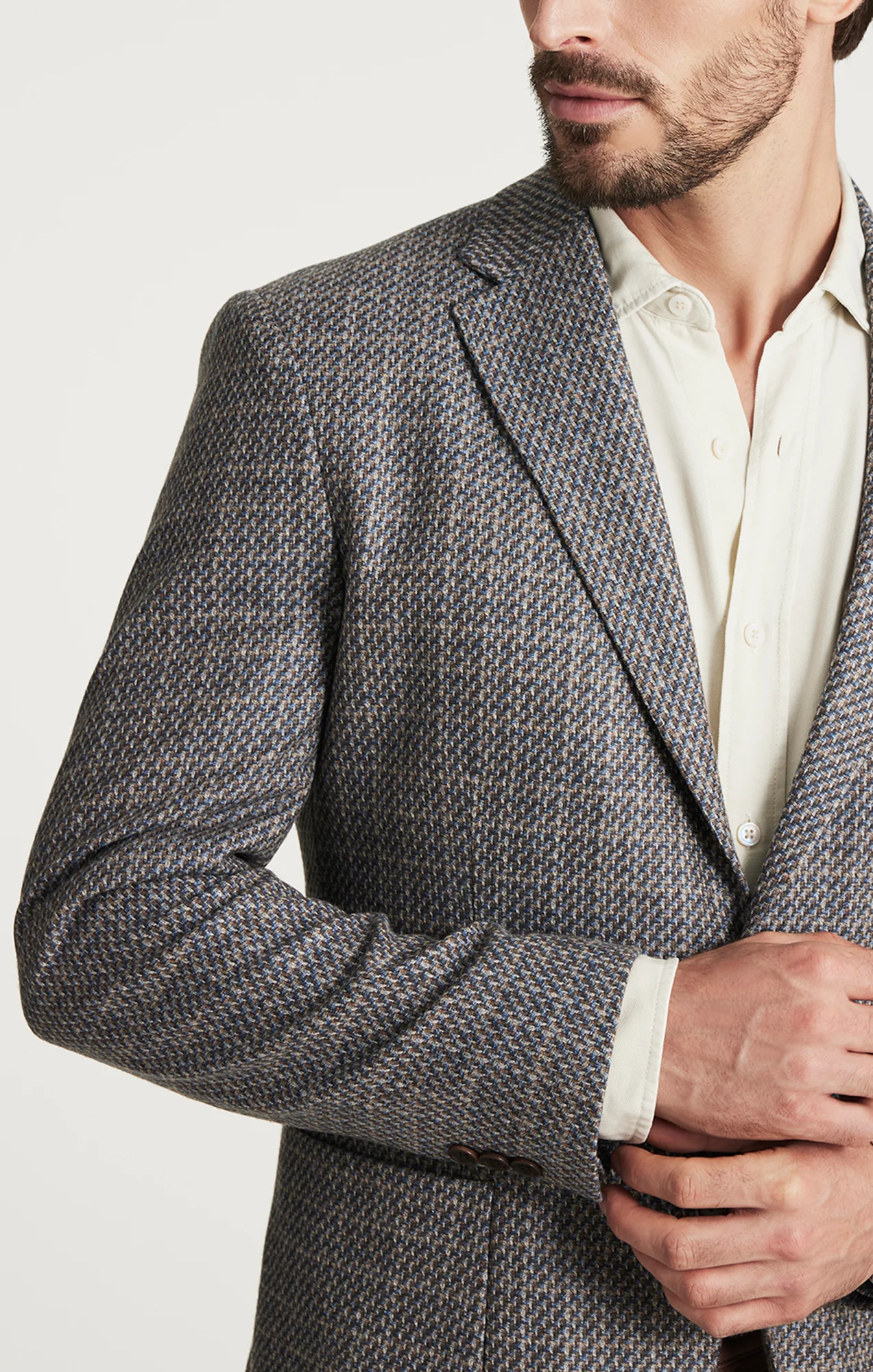 Matteo Mini Checked Blazer in Dark Blue - Image 4