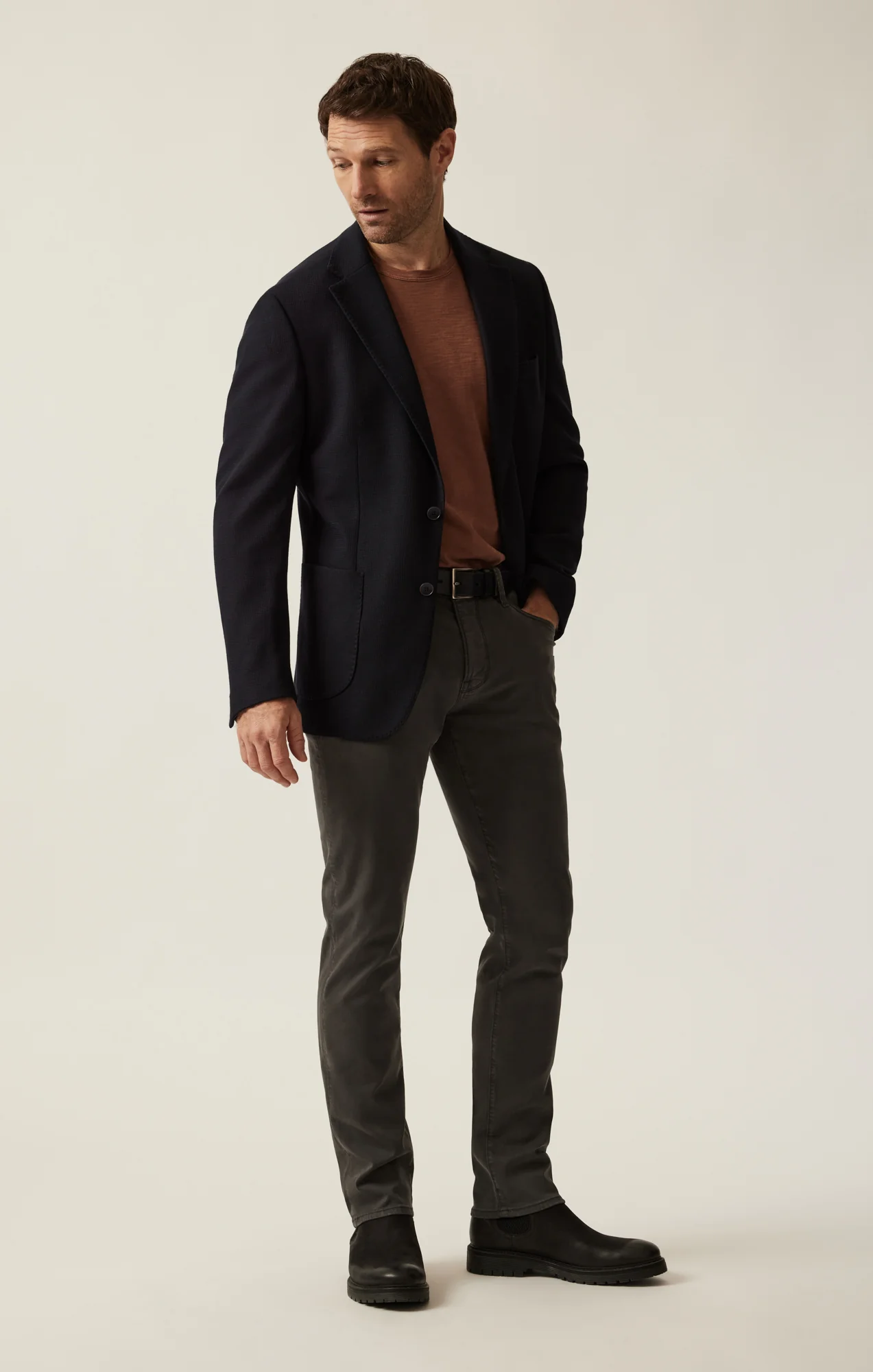 Matteo Smart Knit Blazer In Navy - Image 4