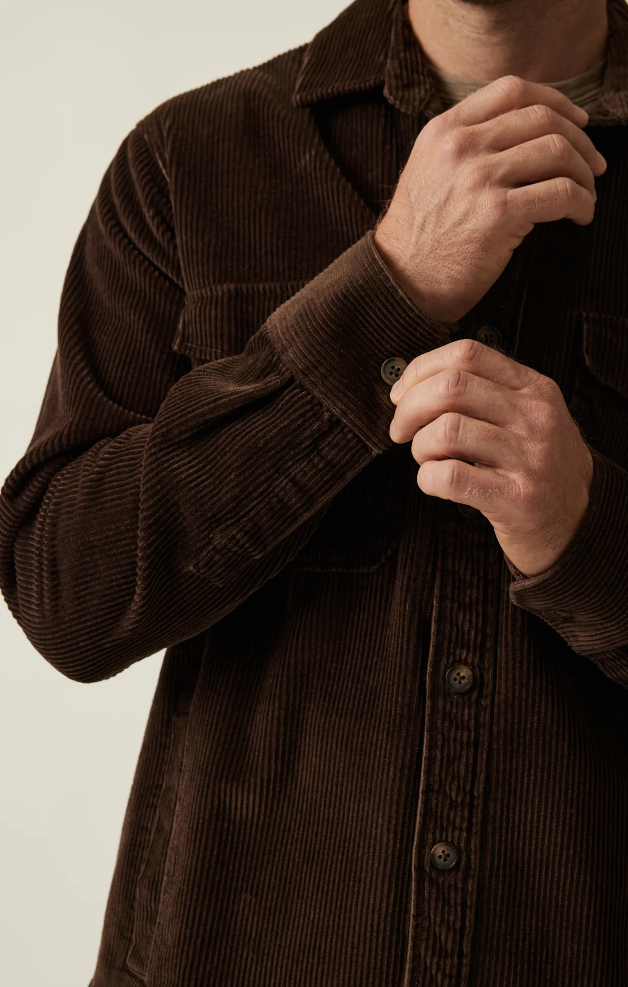 Corduroy Overshirt in Chocolate Brown - Image 7