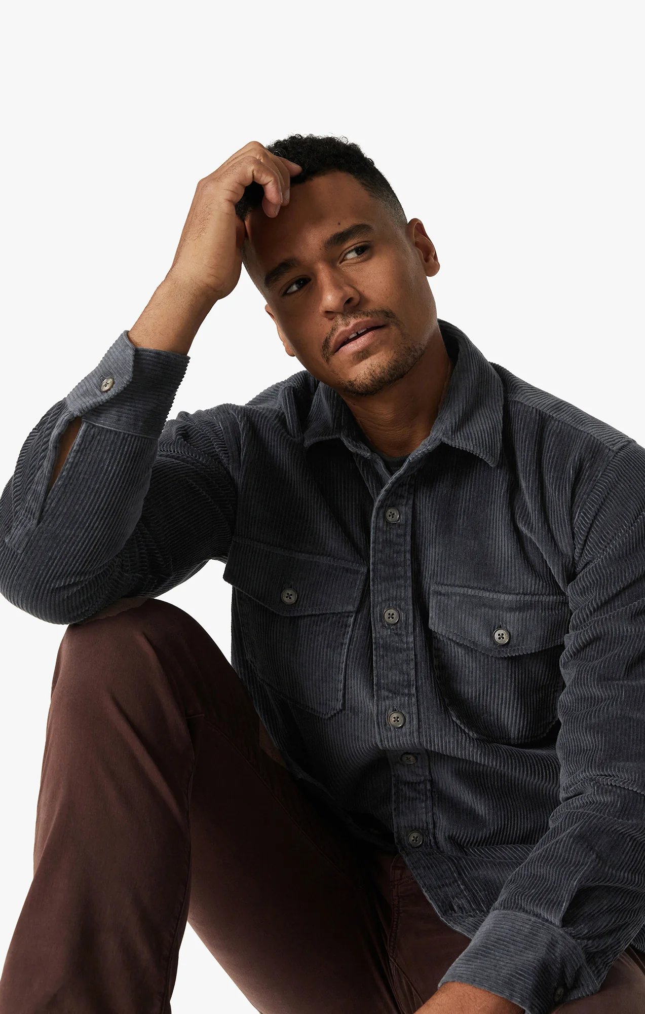 Corduroy Overshirt In Iron Gate - Image 10