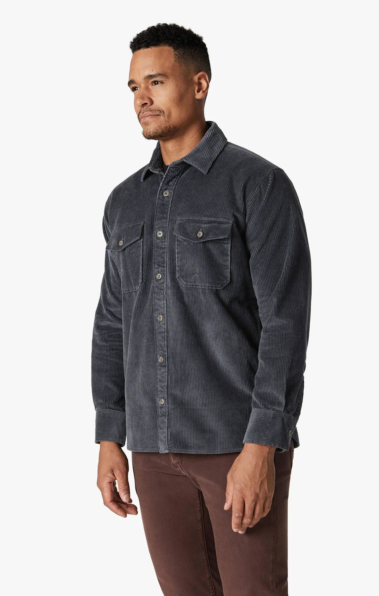 Corduroy Overshirt In Iron Gate - Image 3