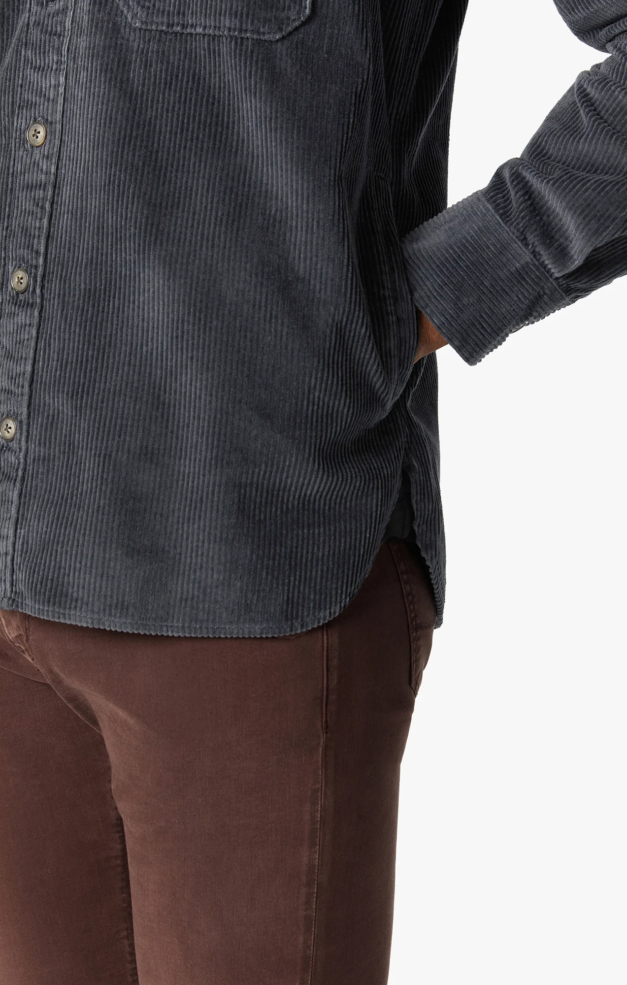 Corduroy Overshirt In Iron Gate - Image 8