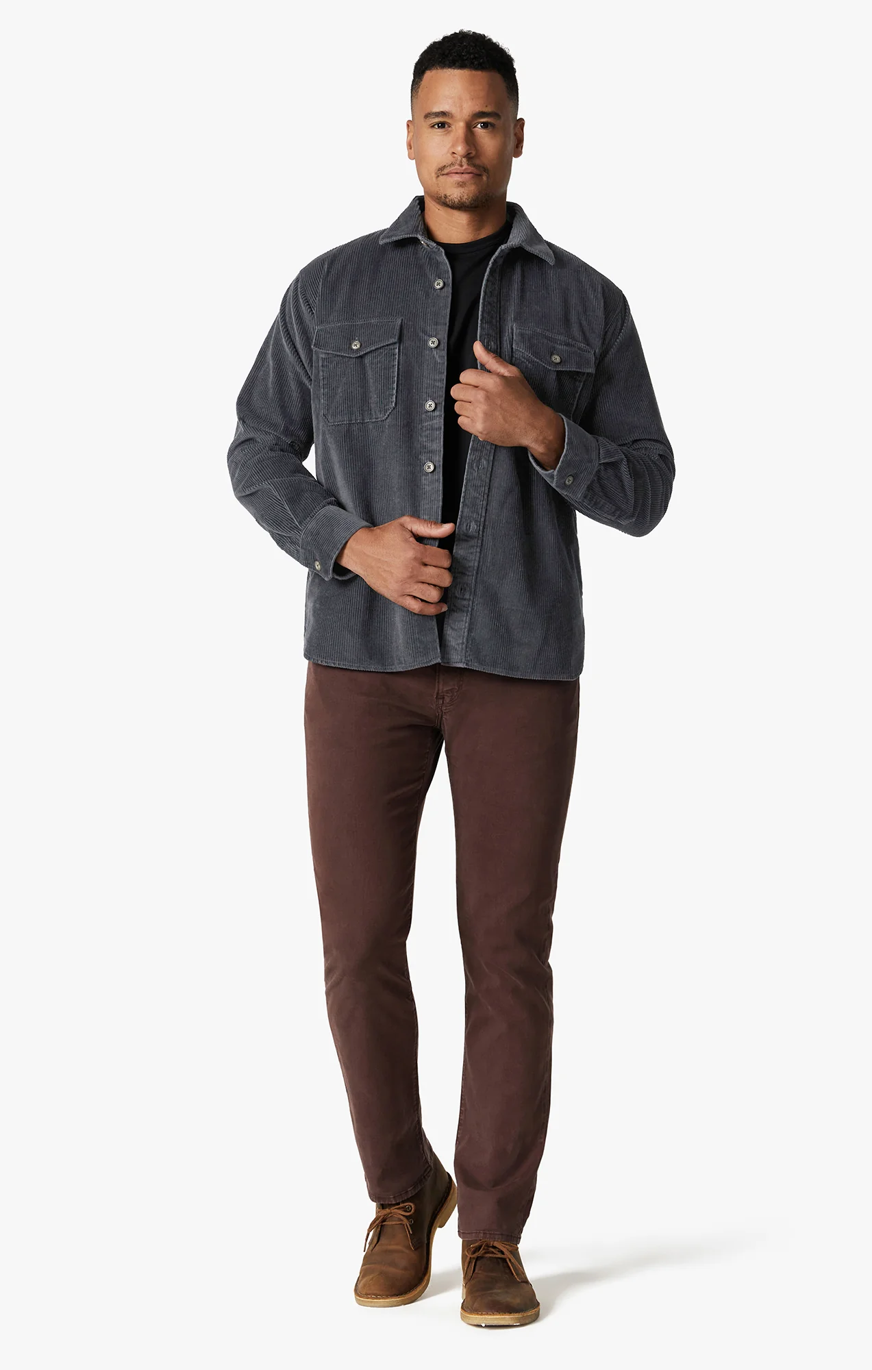 Corduroy Overshirt In Iron Gate - Image 9