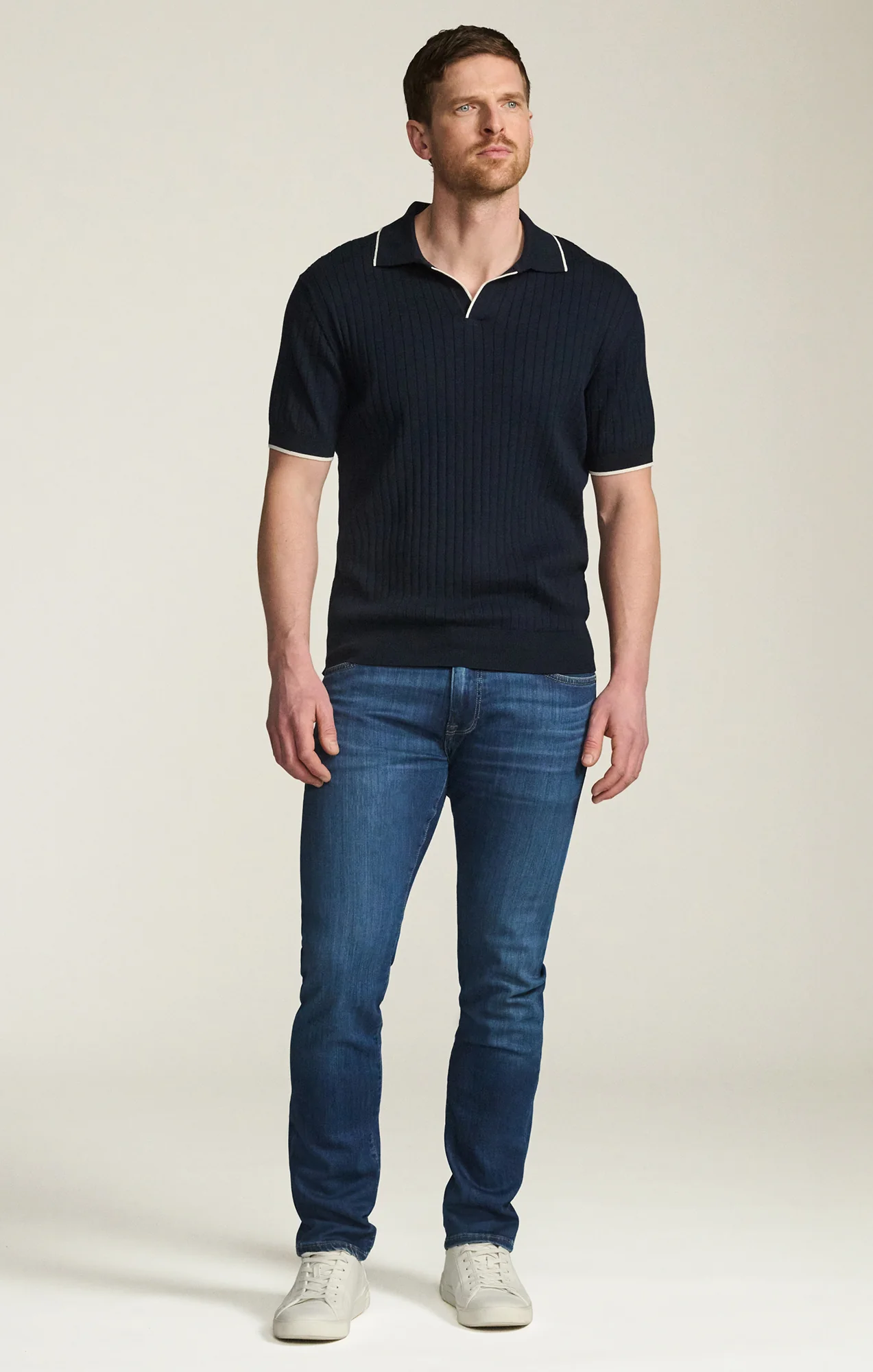 Polo Sweater in Navy - Image 3