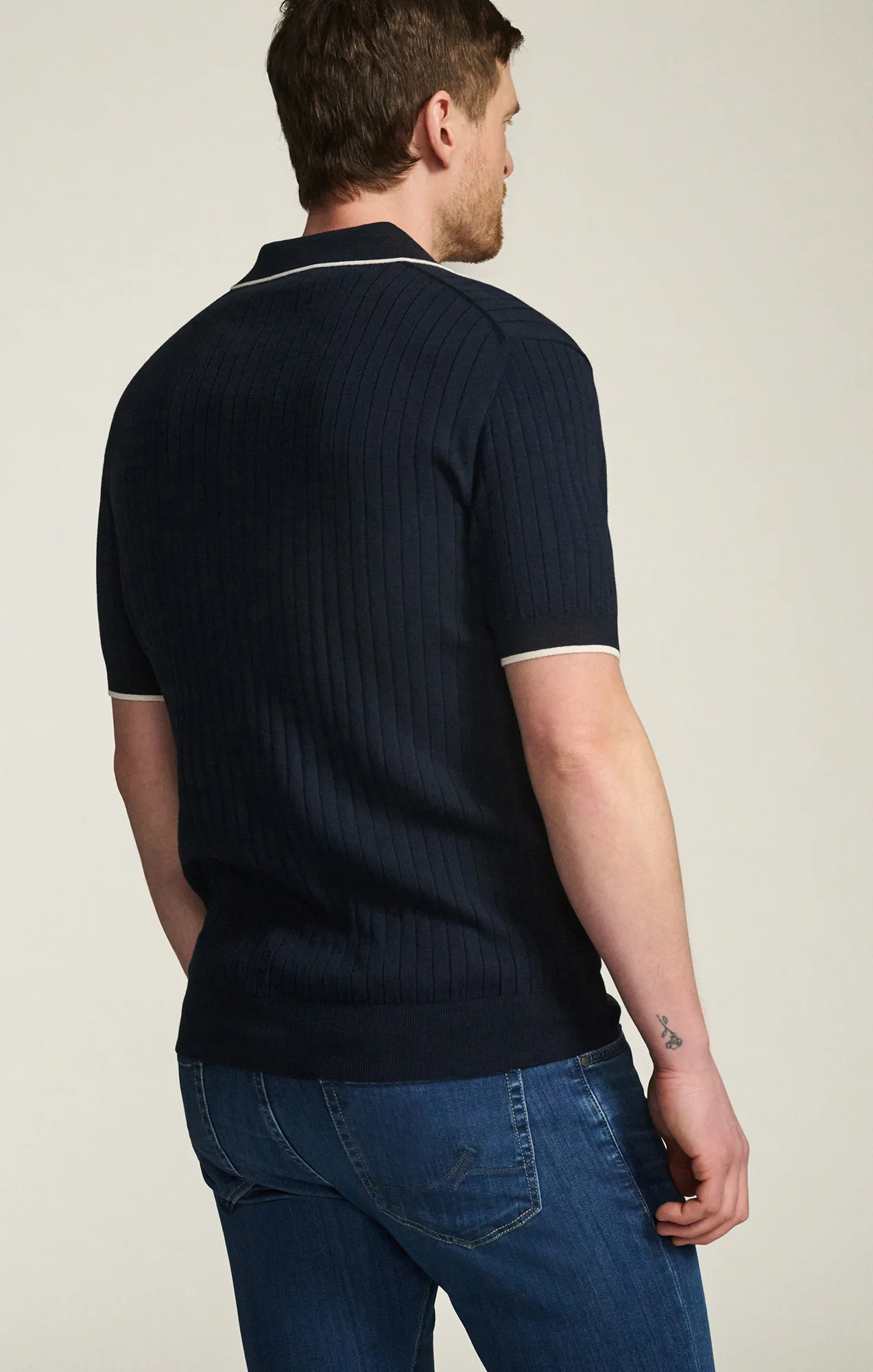 Polo Sweater in Navy - Image 4