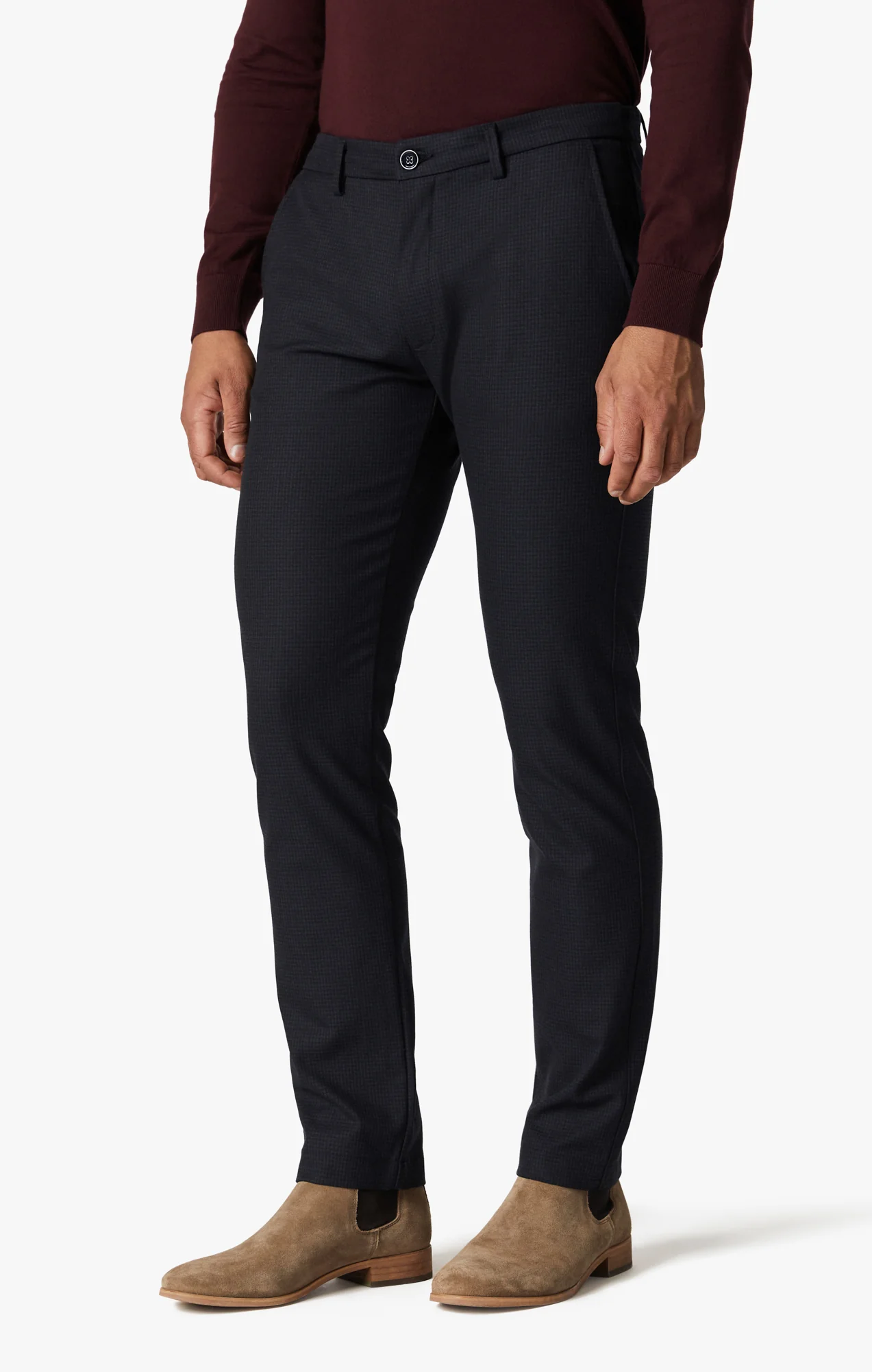Seville Elastic Waist Pants In Check Smart Sporty - Image 3