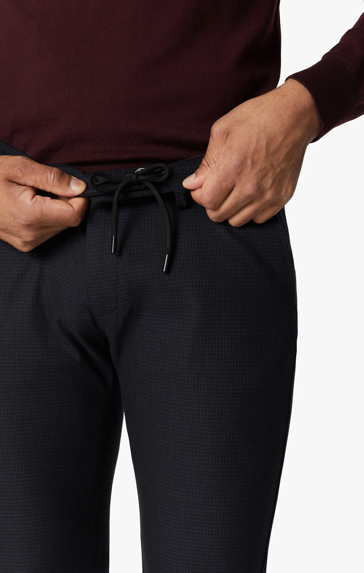 Seville Elastic Waist Pants In Check Smart Sporty - Image 6