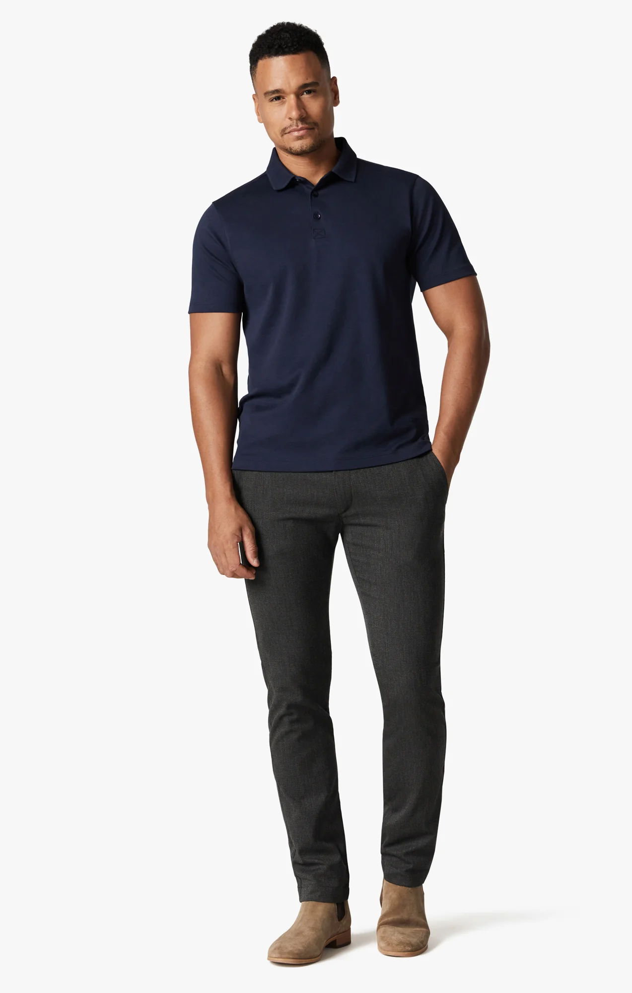 Seville Elastic Waist Pants In Smoke Smart Fancy - Image 2