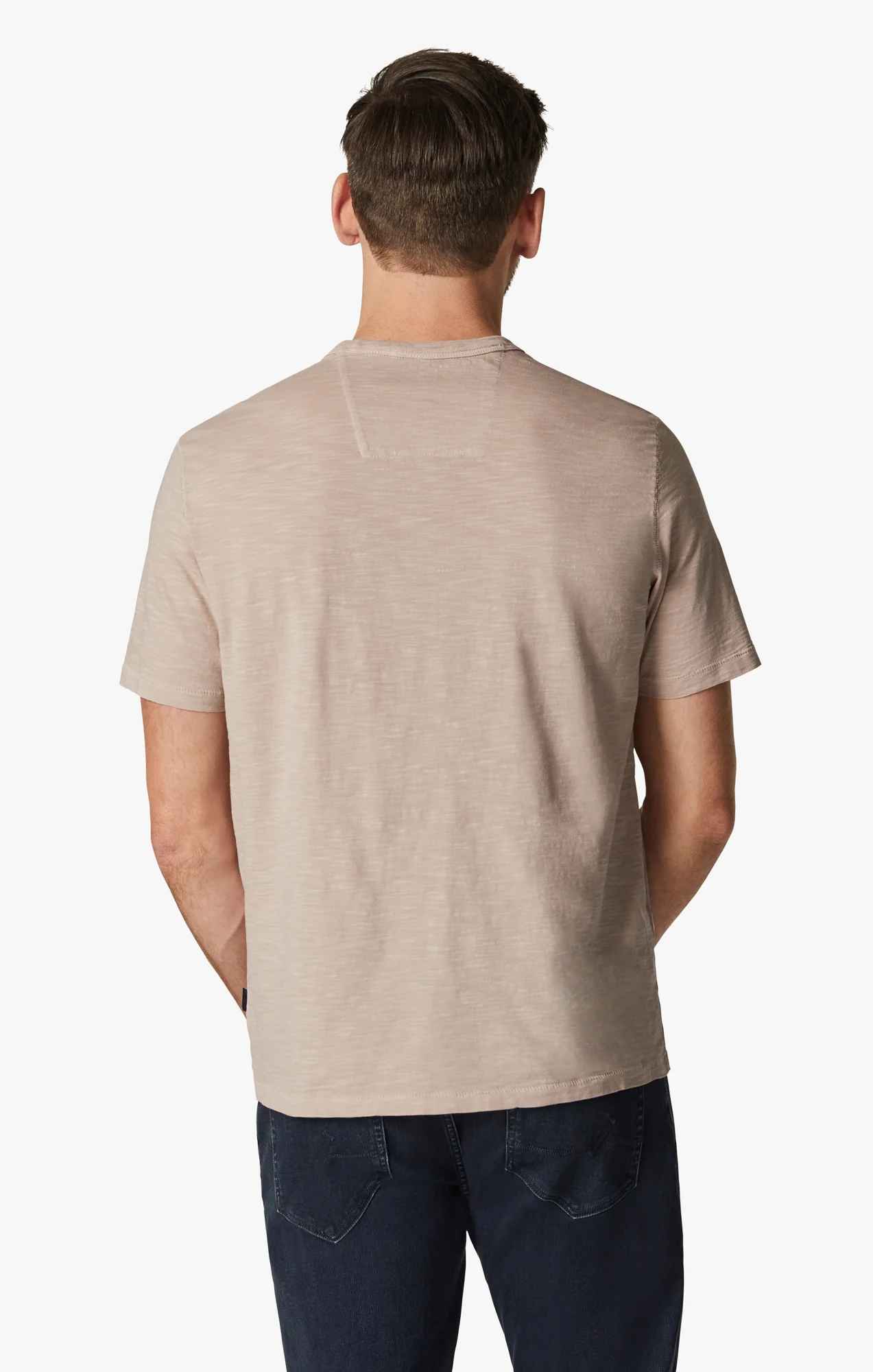 Slub Crew Neck T-Shirt in Aged Pink - Image 3