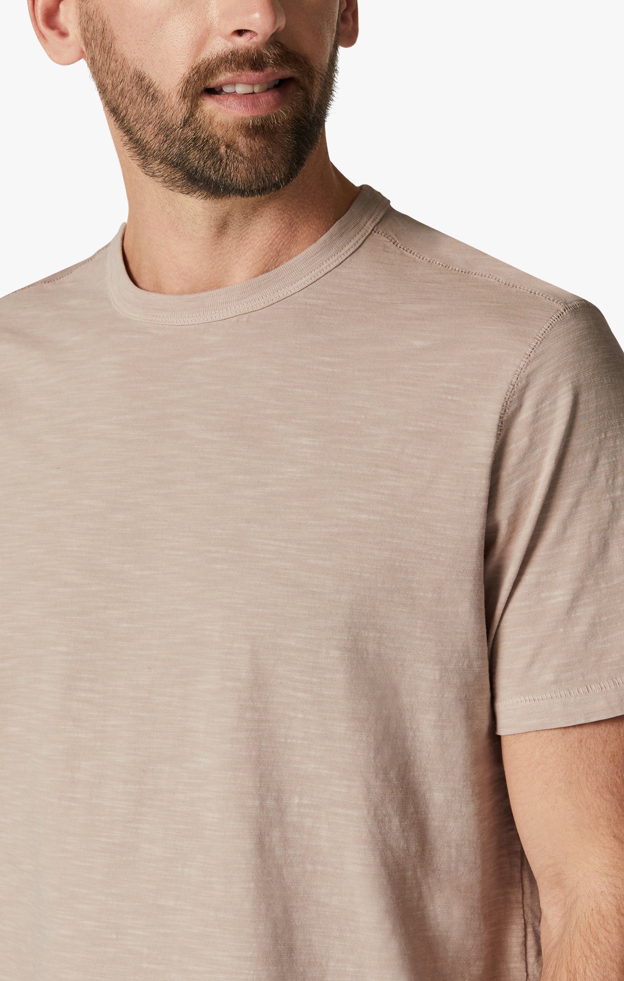 Slub Crew Neck T-Shirt in Aged Pink - Image 6