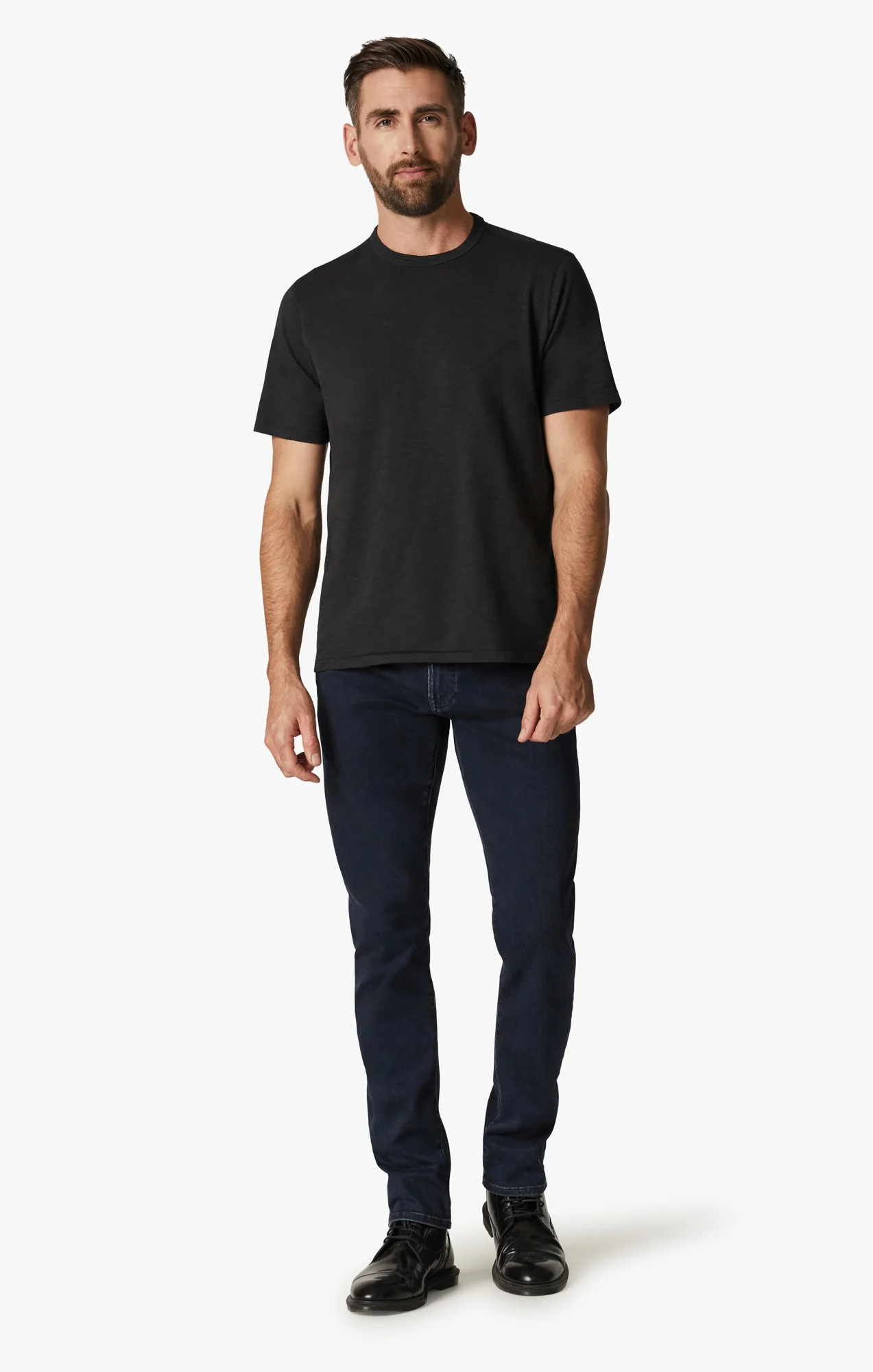 Slub Crew Neck T-Shirt in Black - Image 4